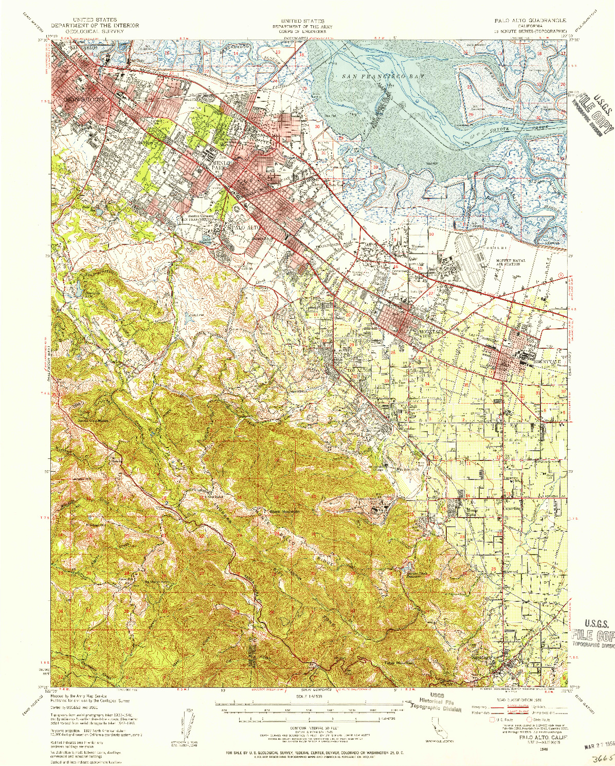 USGS 1:62500-SCALE QUADRANGLE FOR PALO ALTO, CA 1948