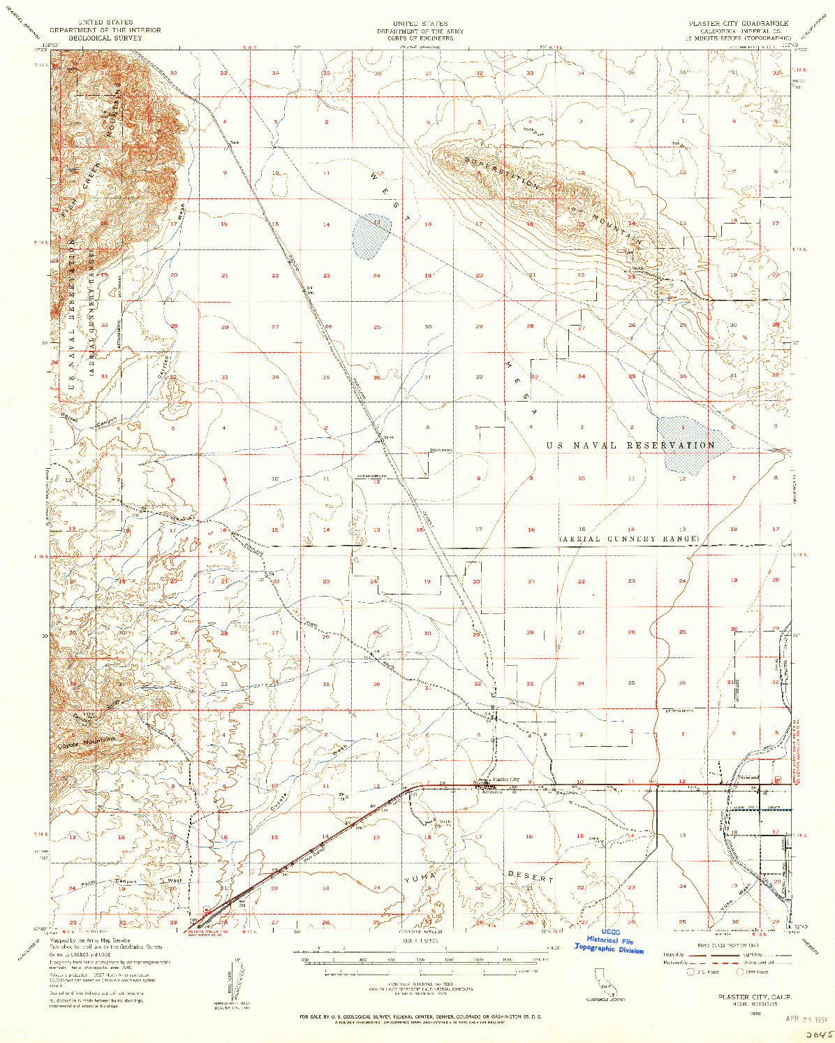 USGS 1:62500-SCALE QUADRANGLE FOR PLASTER CITY, CA 1940