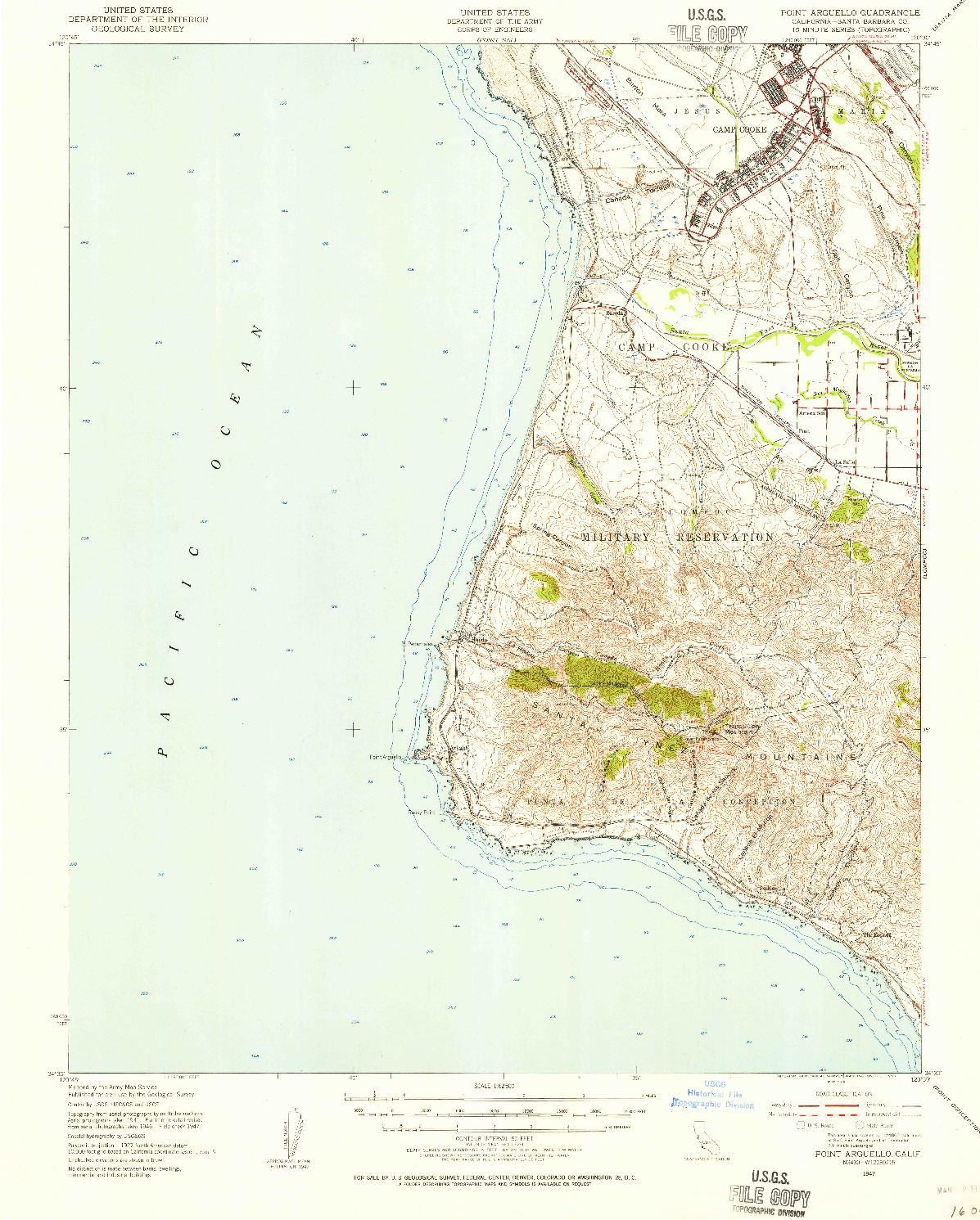 USGS 1:62500-SCALE QUADRANGLE FOR POINT ARGUELLO, CA 1947