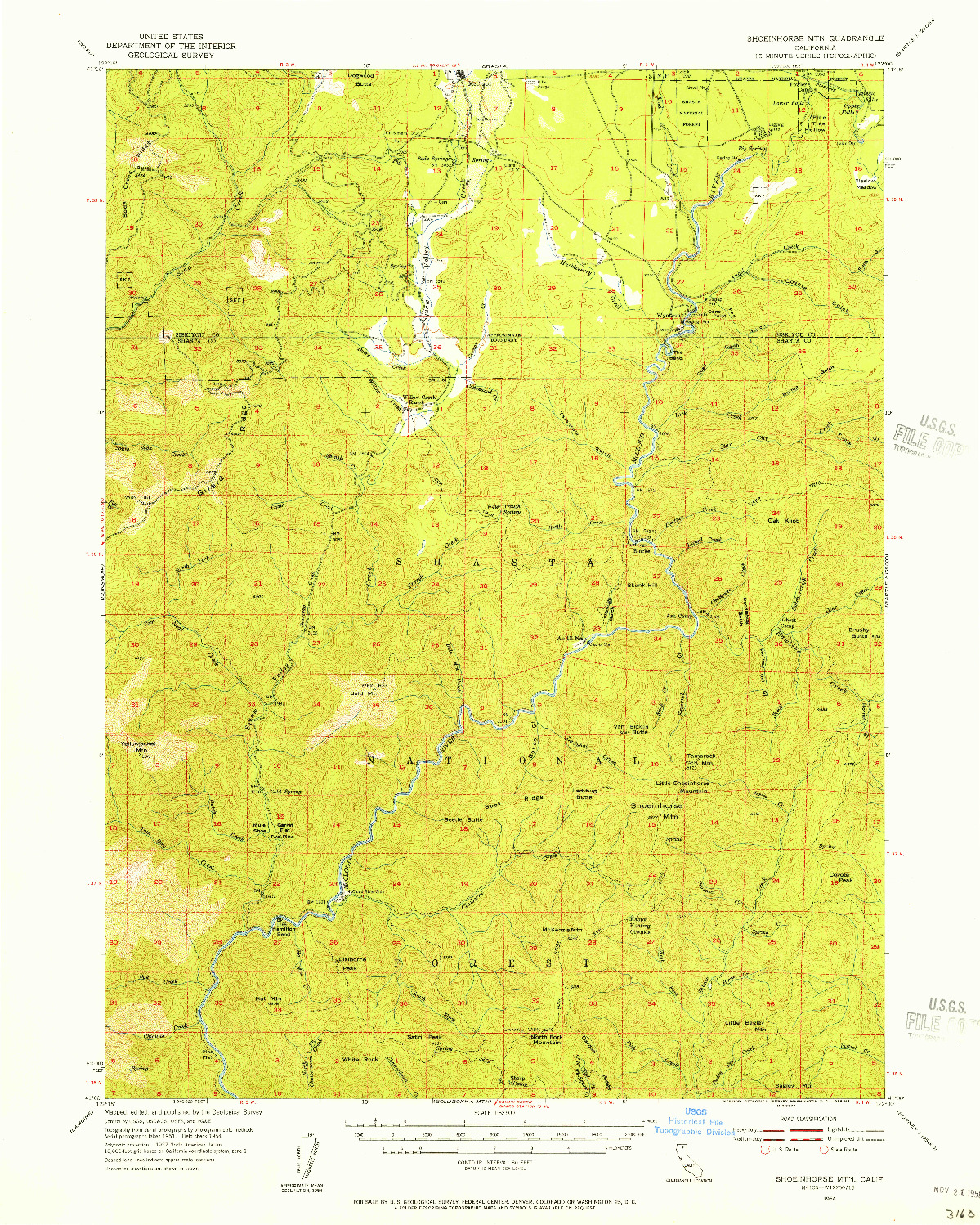 USGS 1:62500-SCALE QUADRANGLE FOR SHOEINHORSE MOUNTAIN, CA 1954