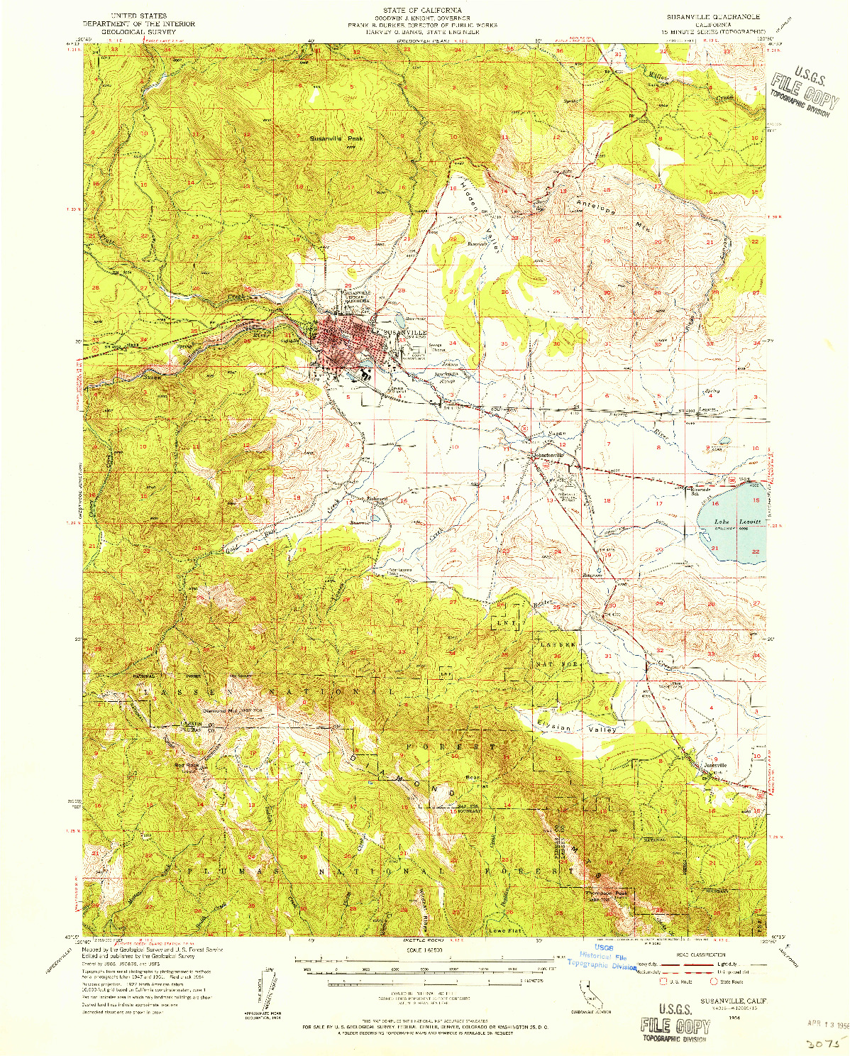 USGS 1:62500-SCALE QUADRANGLE FOR SUSANVILLE, CA 1954