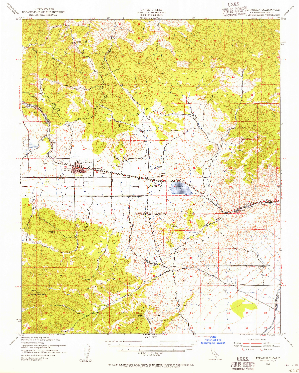 USGS 1:62500-SCALE QUADRANGLE FOR TEHACHAPI, CA 1943