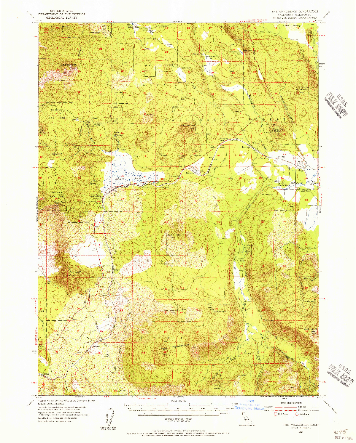 USGS 1:62500-SCALE QUADRANGLE FOR THE WHALEBACK, CA 1954