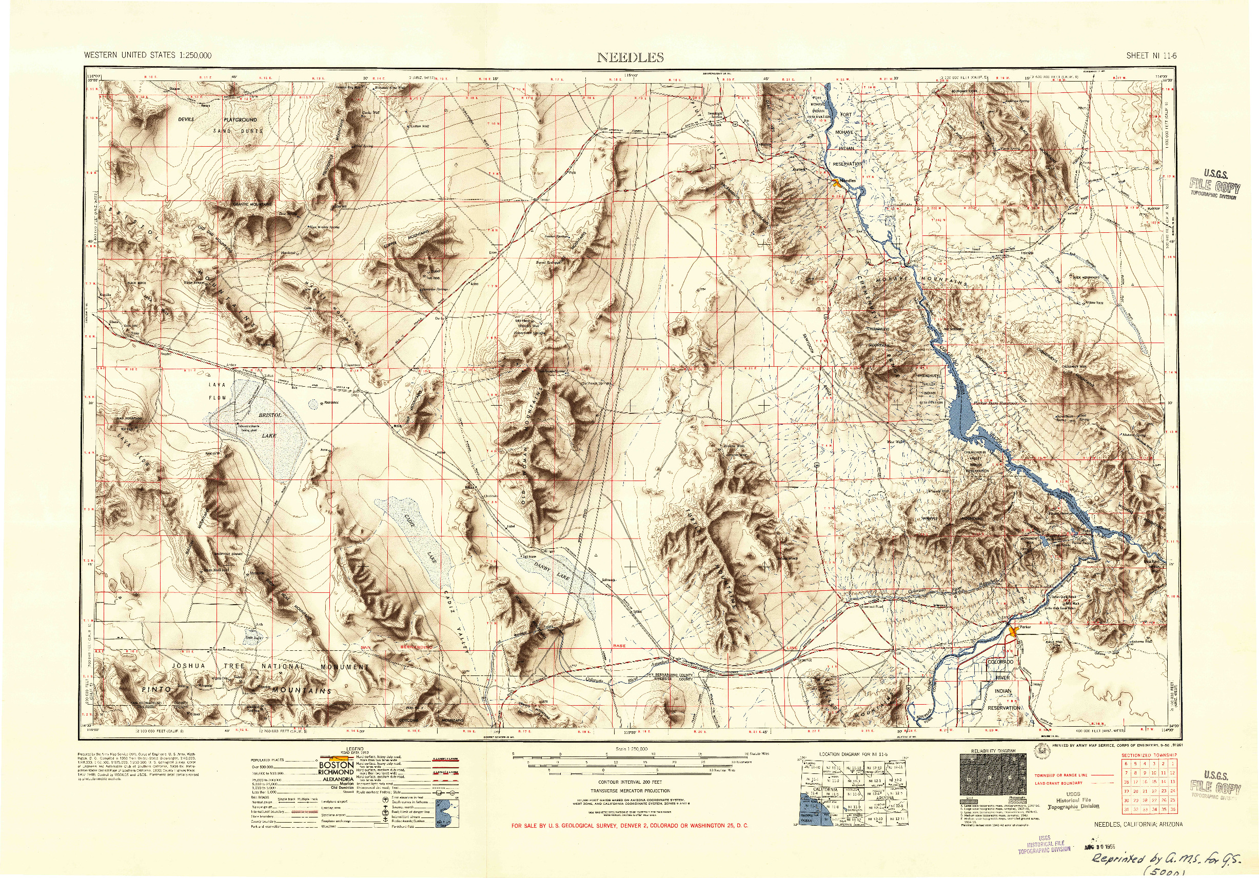 USGS 1:250000-SCALE QUADRANGLE FOR NEEDLES, CA 1956