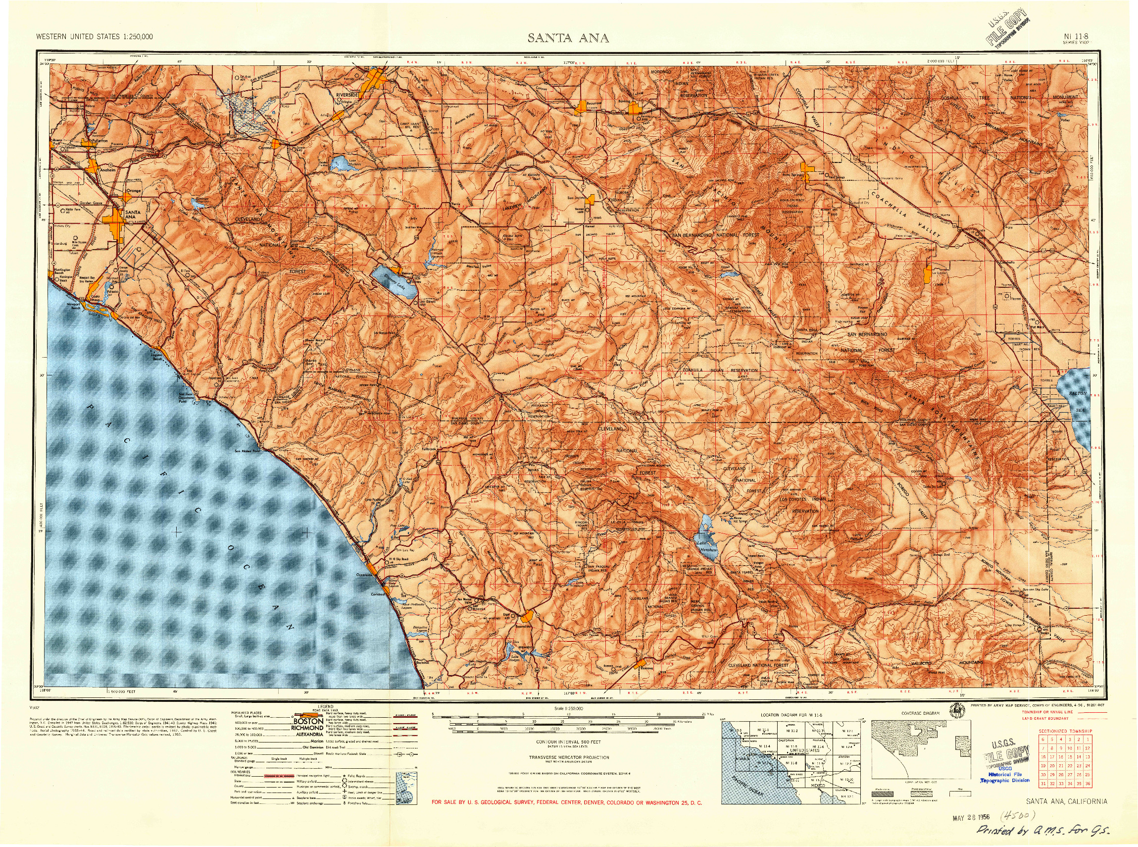 USGS 1:250000-SCALE QUADRANGLE FOR SANTA ANA, CA 1956