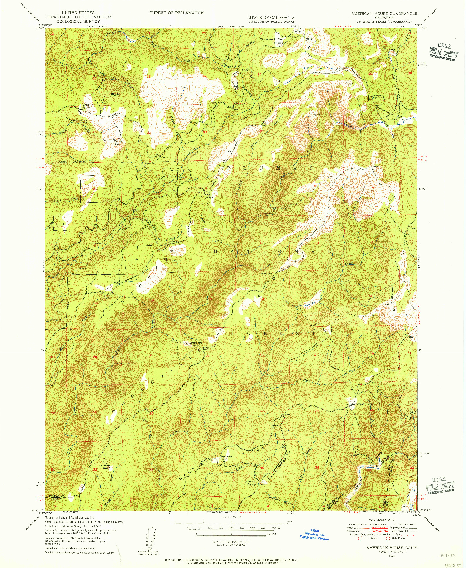 USGS 1:24000-SCALE QUADRANGLE FOR AMERICAN HOUSE, CA 1948