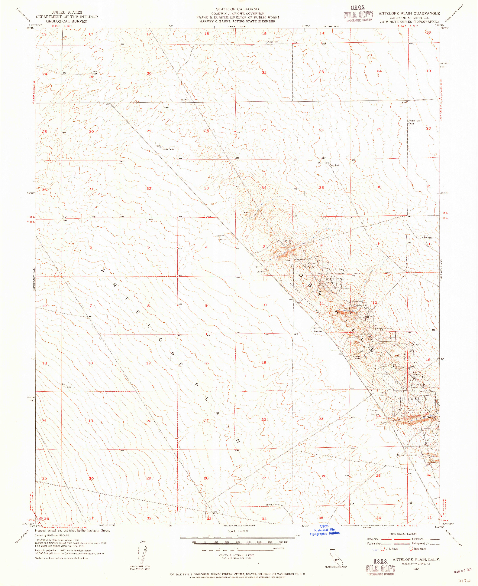 USGS 1:24000-SCALE QUADRANGLE FOR ANTELOPE PLAIN, CA 1954