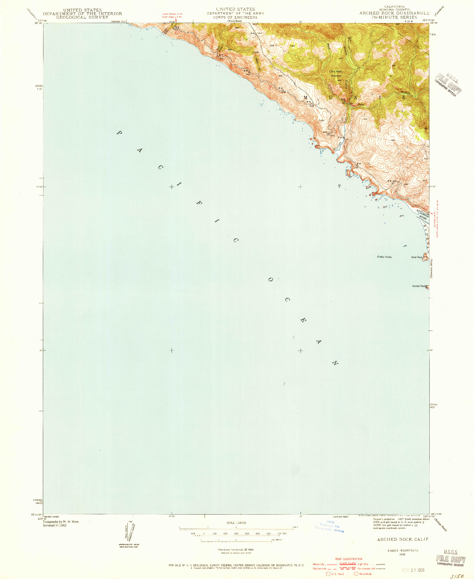 USGS 1:24000-SCALE QUADRANGLE FOR ARCHED ROCK, CA 1942