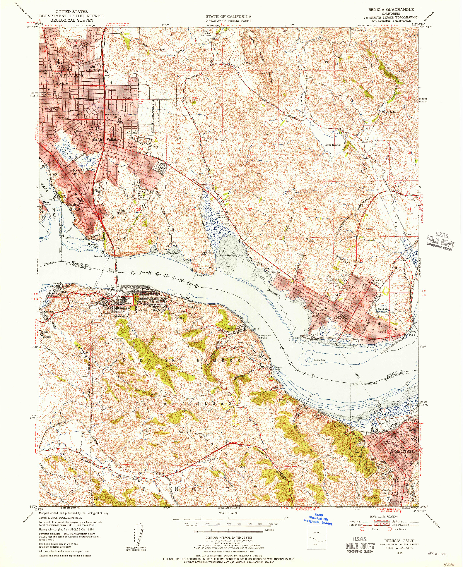 USGS 1:24000-SCALE QUADRANGLE FOR BENICIA, CA 1950