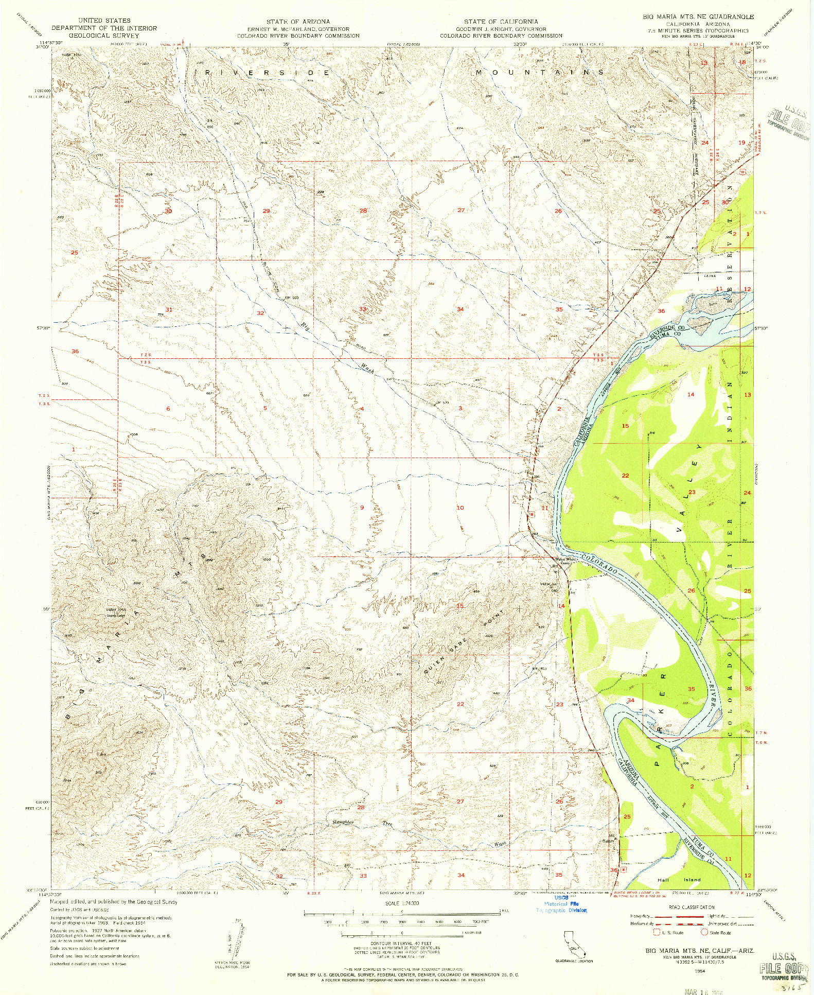 USGS 1:24000-SCALE QUADRANGLE FOR BIG MARIA MTS. NE, CA 1954