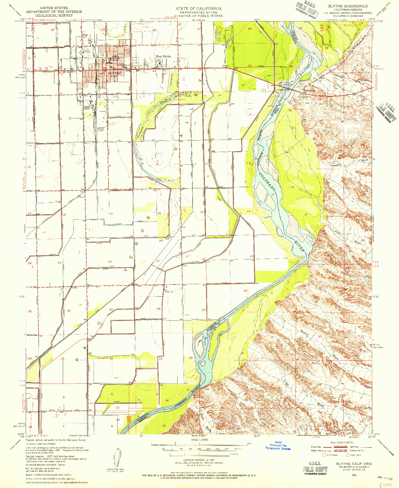 USGS 1:24000-SCALE QUADRANGLE FOR BLYTHE, CA 1951