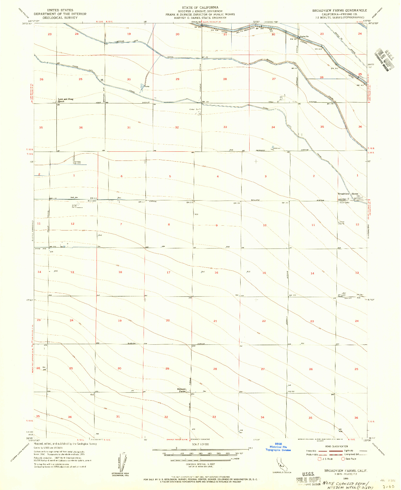 USGS 1:24000-SCALE QUADRANGLE FOR BROADVIEW FARMS, CA 1955