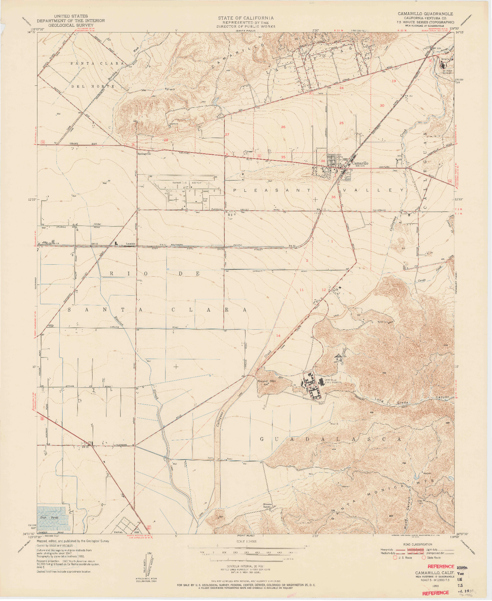 USGS 1:24000-SCALE QUADRANGLE FOR CAMARILLO, CA 1950