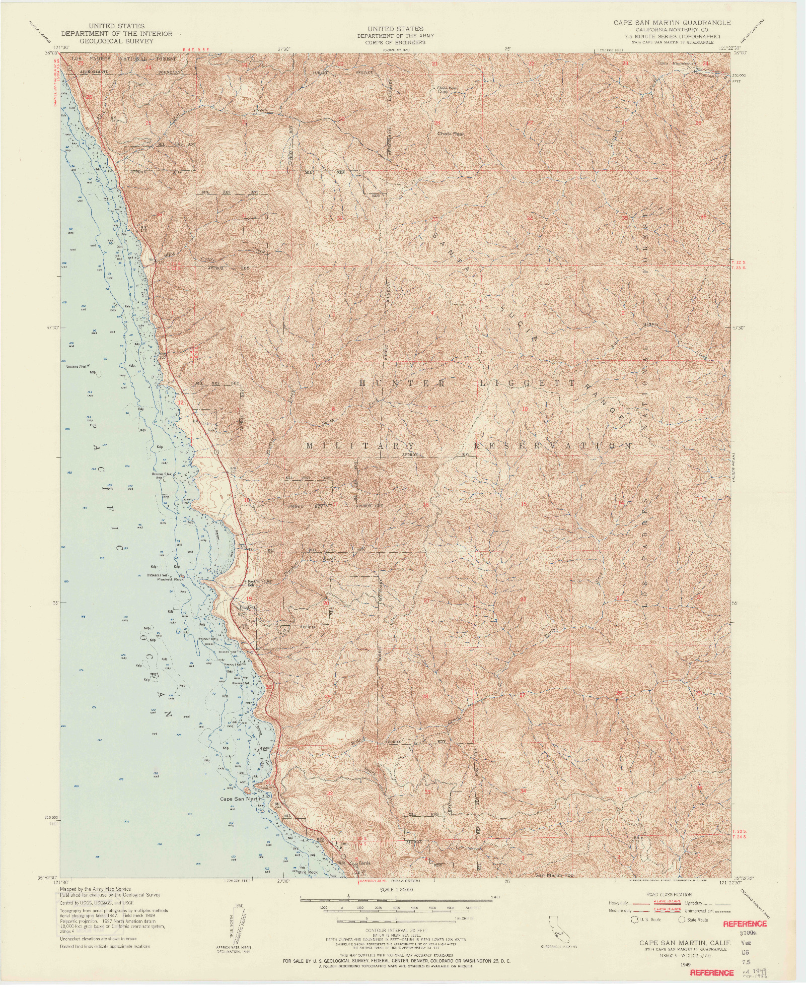 USGS 1:24000-SCALE QUADRANGLE FOR CAPE SAN MARTIN, CA 1949