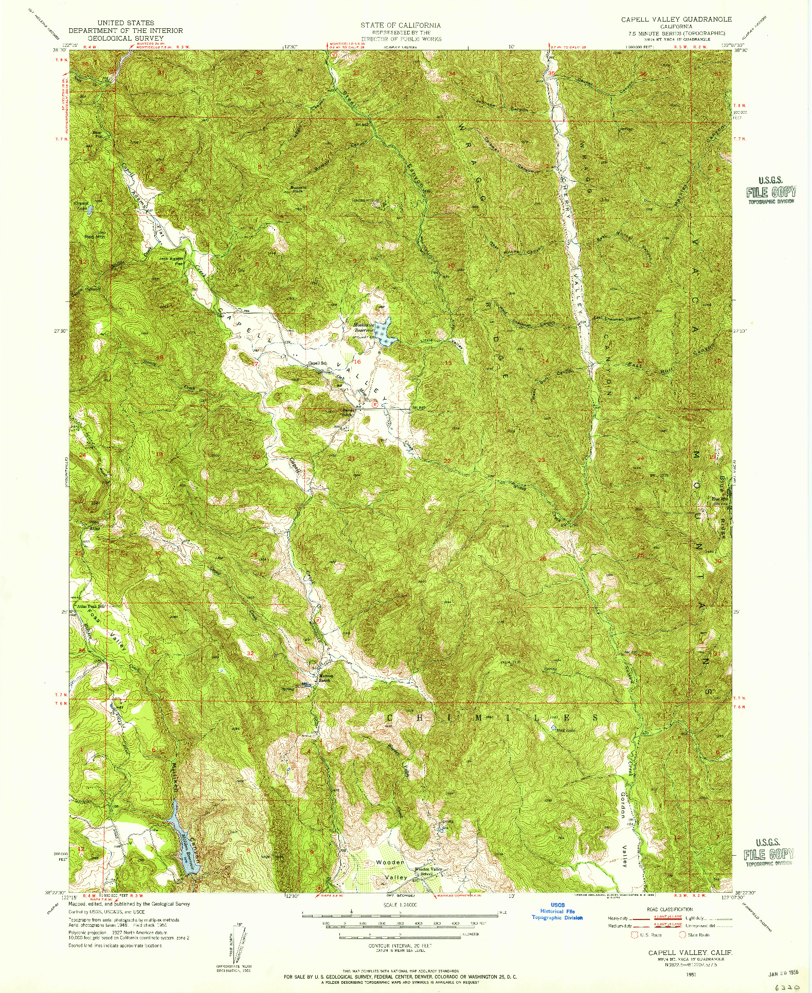 USGS 1:24000-SCALE QUADRANGLE FOR CAPELL VALLEY, CA 1951