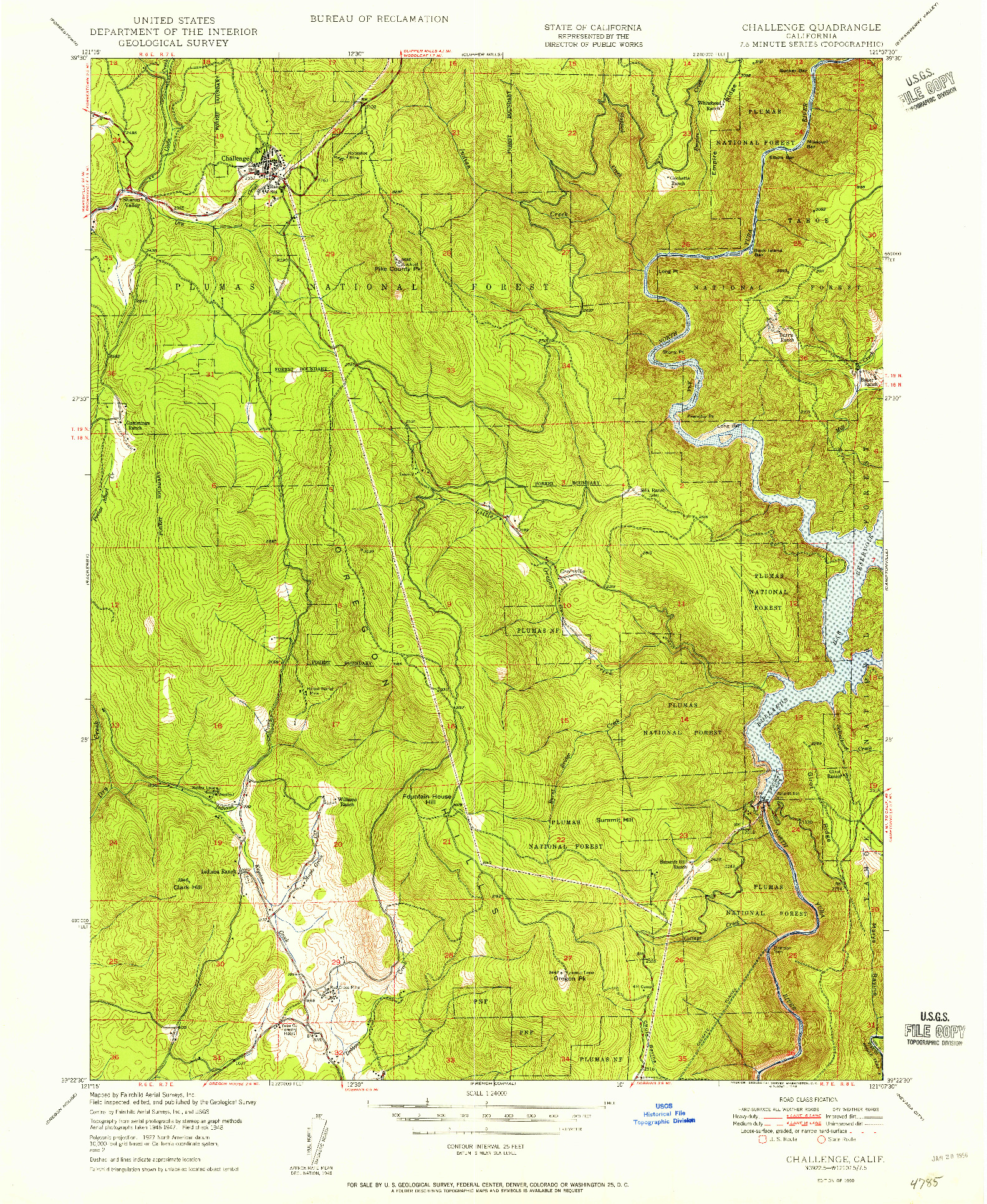 USGS 1:24000-SCALE QUADRANGLE FOR CHALLENGE, CA 1950