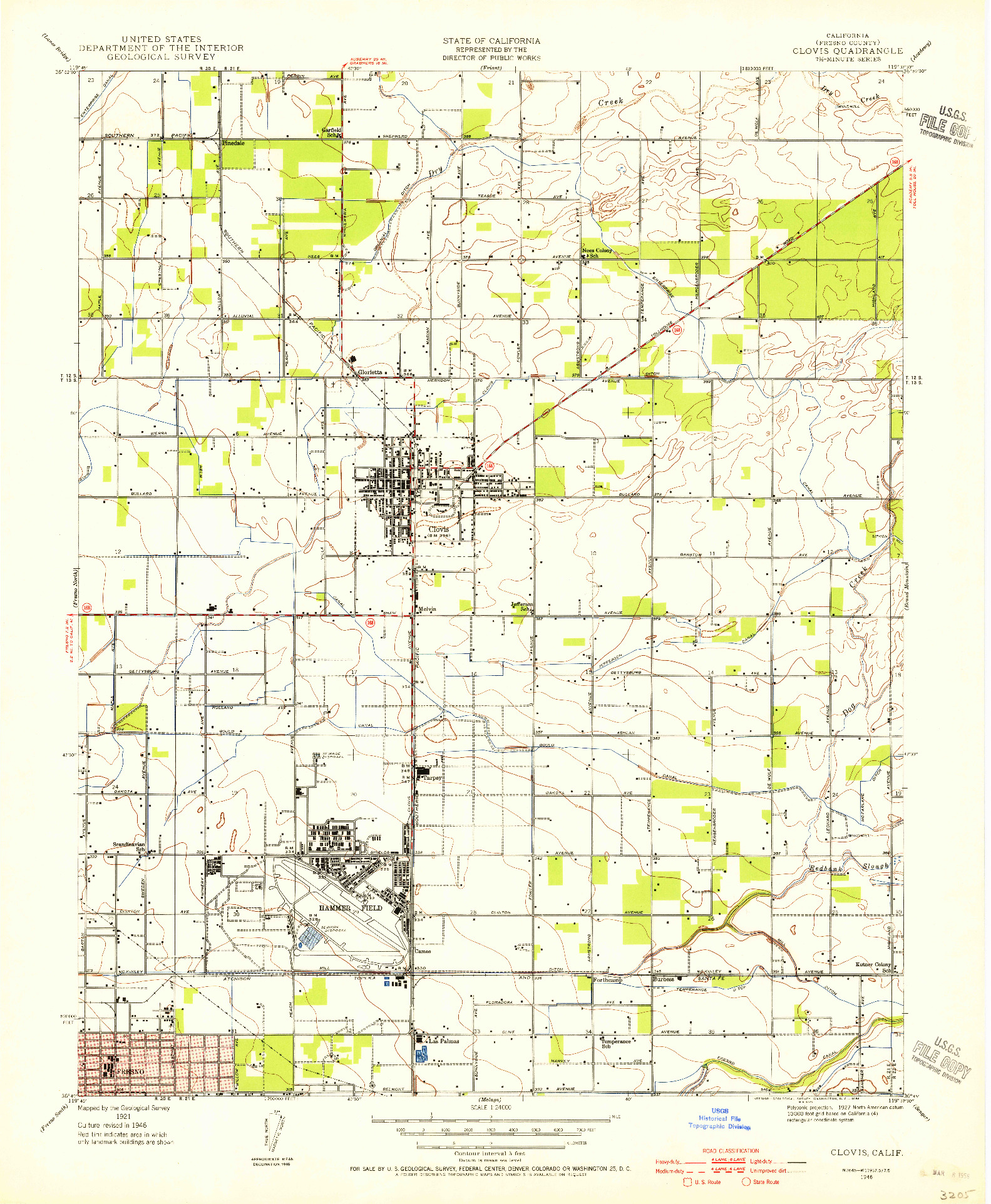 USGS 1:24000-SCALE QUADRANGLE FOR CLOVIS, CA 1946