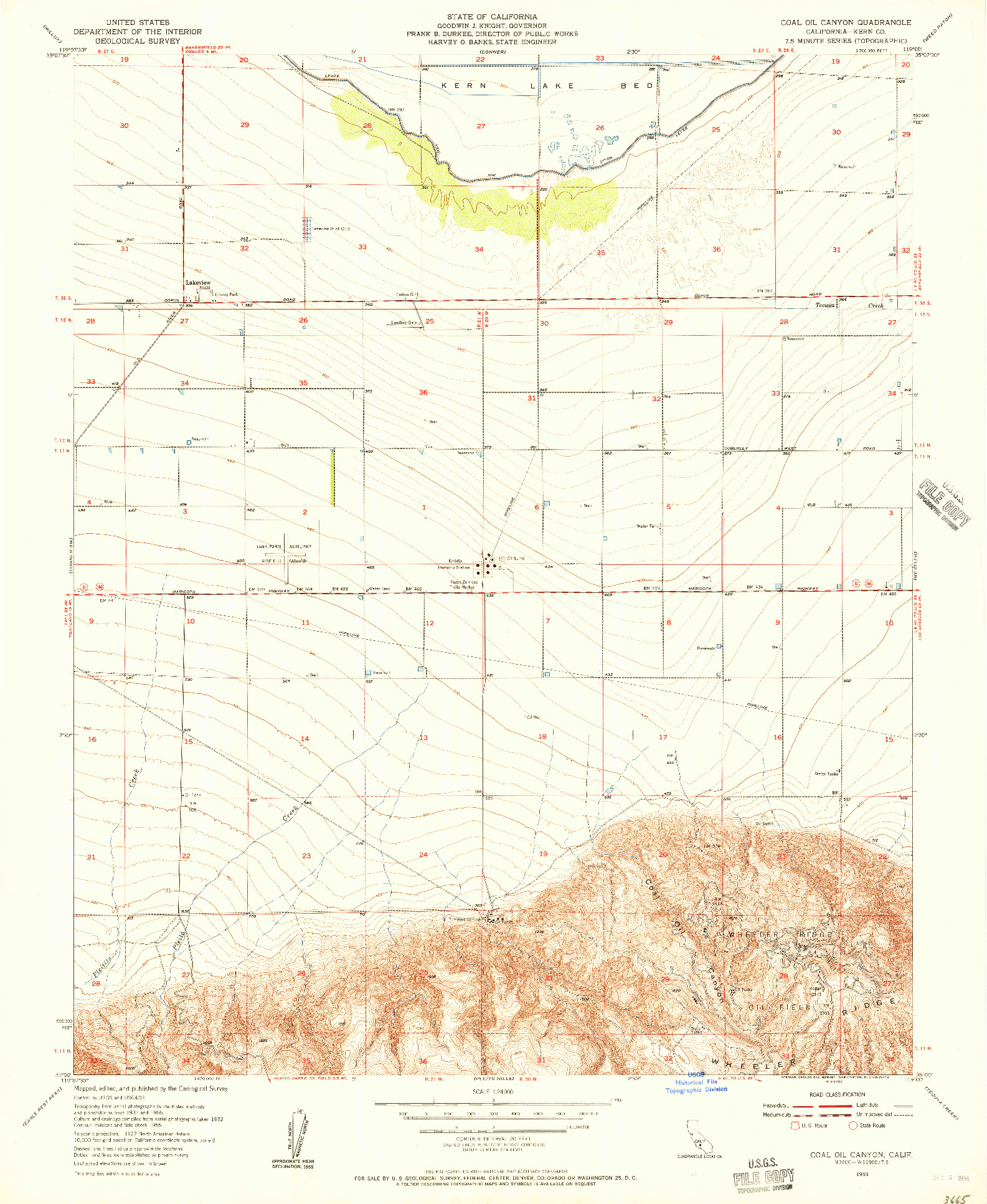 USGS 1:24000-SCALE QUADRANGLE FOR COAL OIL CANYON, CA 1955