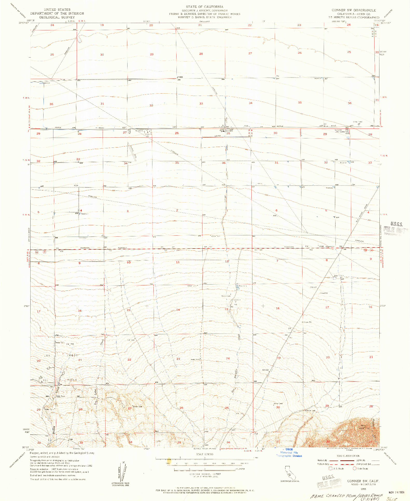 USGS 1:24000-SCALE QUADRANGLE FOR CONNER SW, CA 1955