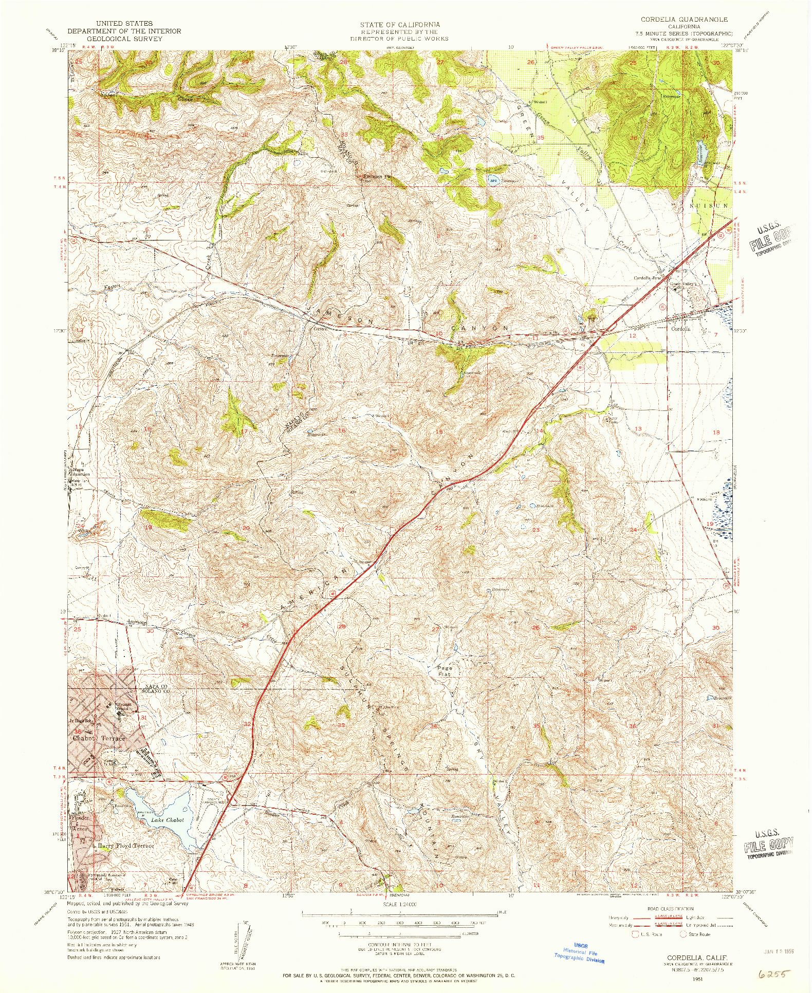 USGS 1:24000-SCALE QUADRANGLE FOR CORDELIA, CA 1951