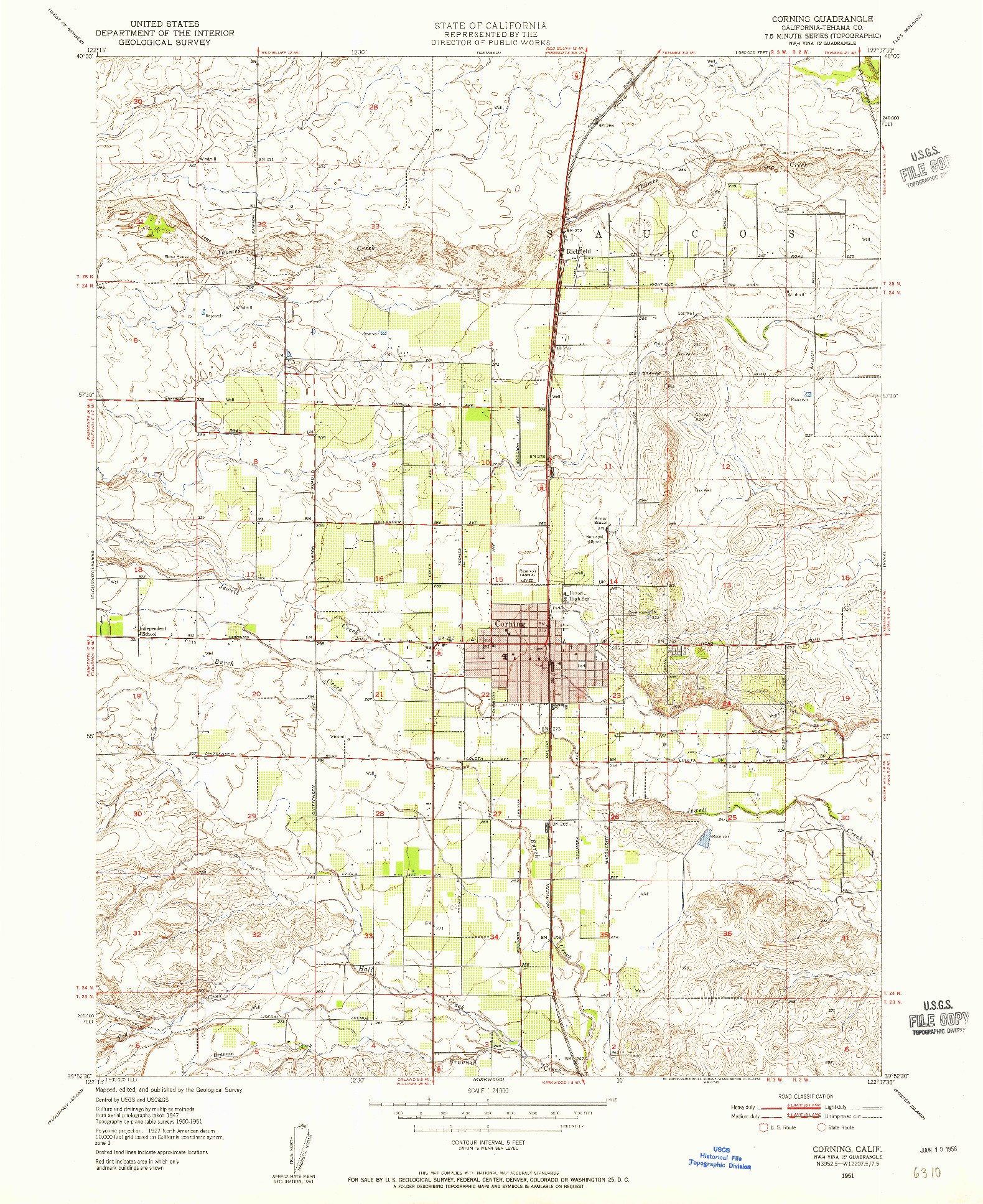 USGS 1:24000-SCALE QUADRANGLE FOR CORNING, CA 1951