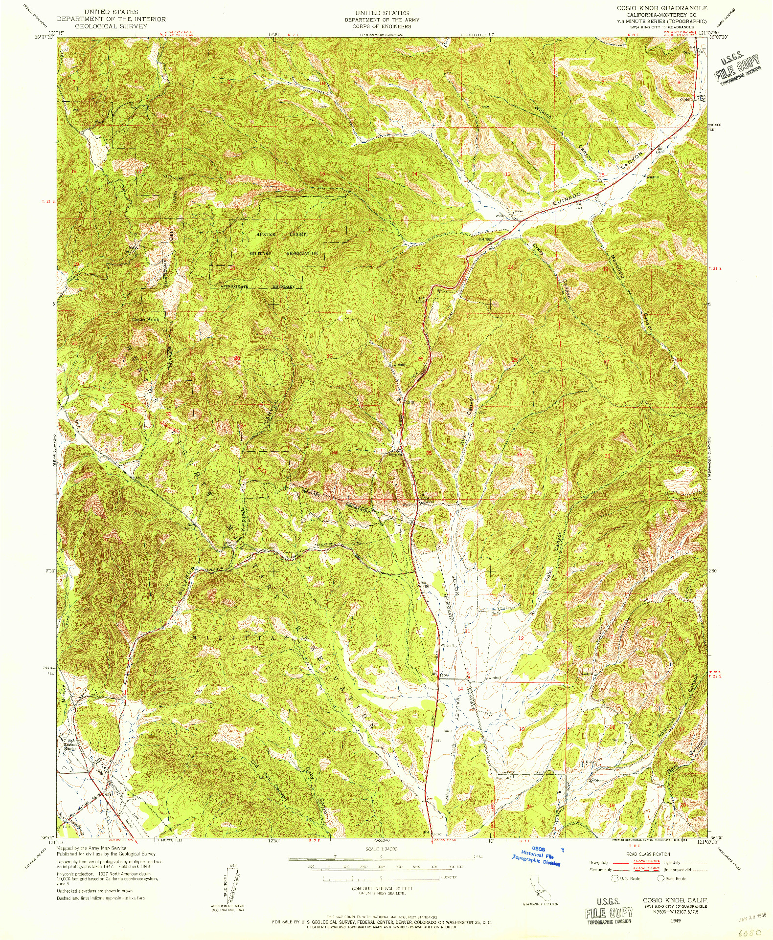 USGS 1:24000-SCALE QUADRANGLE FOR COSIO KNOB, CA 1949