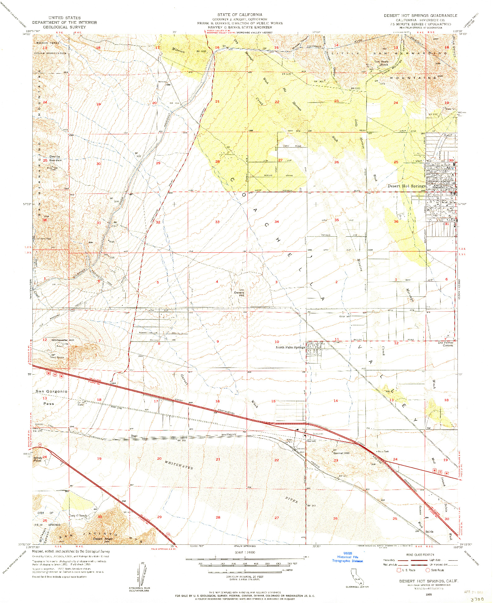 USGS 1:24000-SCALE QUADRANGLE FOR DESERT HOT SPRINGS, CA 1955