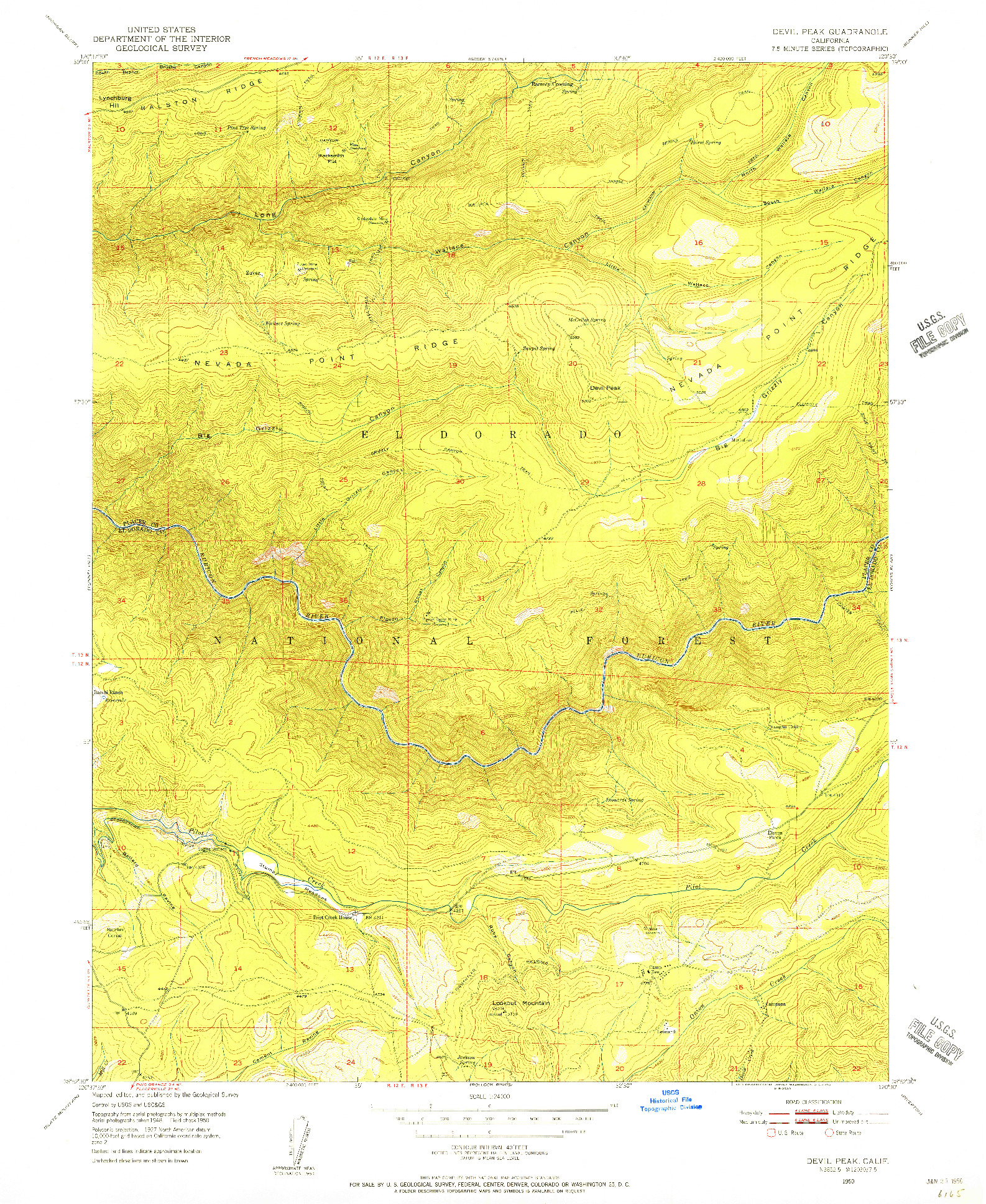 USGS 1:24000-SCALE QUADRANGLE FOR DEVIL PEAK, CA 1950