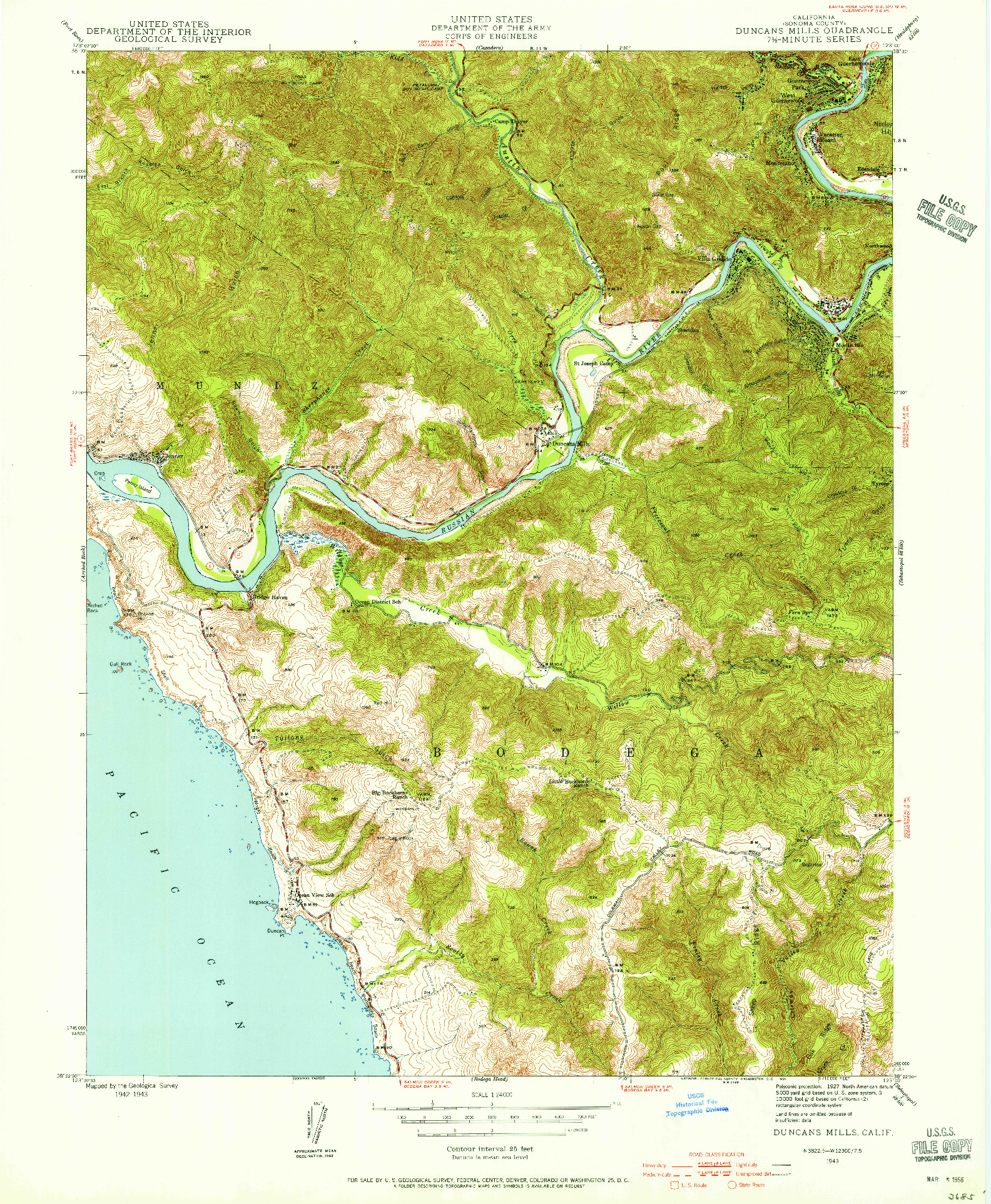 USGS 1:24000-SCALE QUADRANGLE FOR DUNCANS MILLS, CA 1943