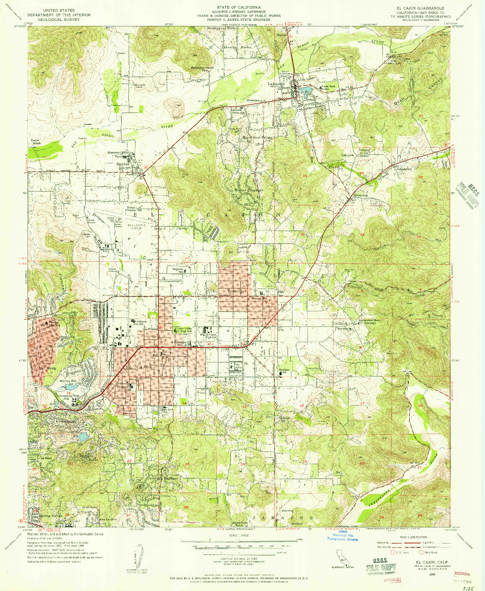 USGS 1:24000-SCALE QUADRANGLE FOR EL CAJON, CA 1955