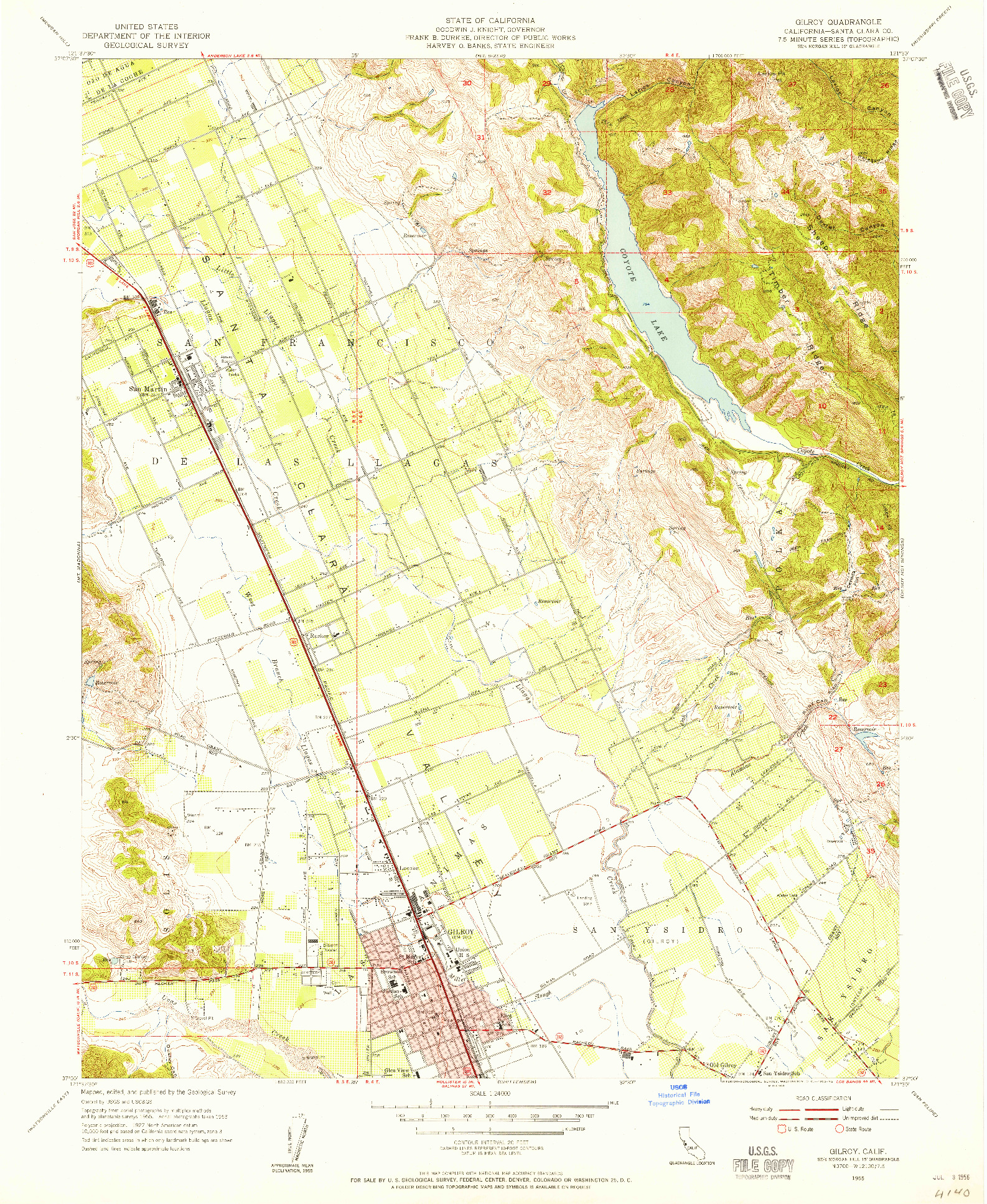 USGS 1:24000-SCALE QUADRANGLE FOR GILROY, CA 1955