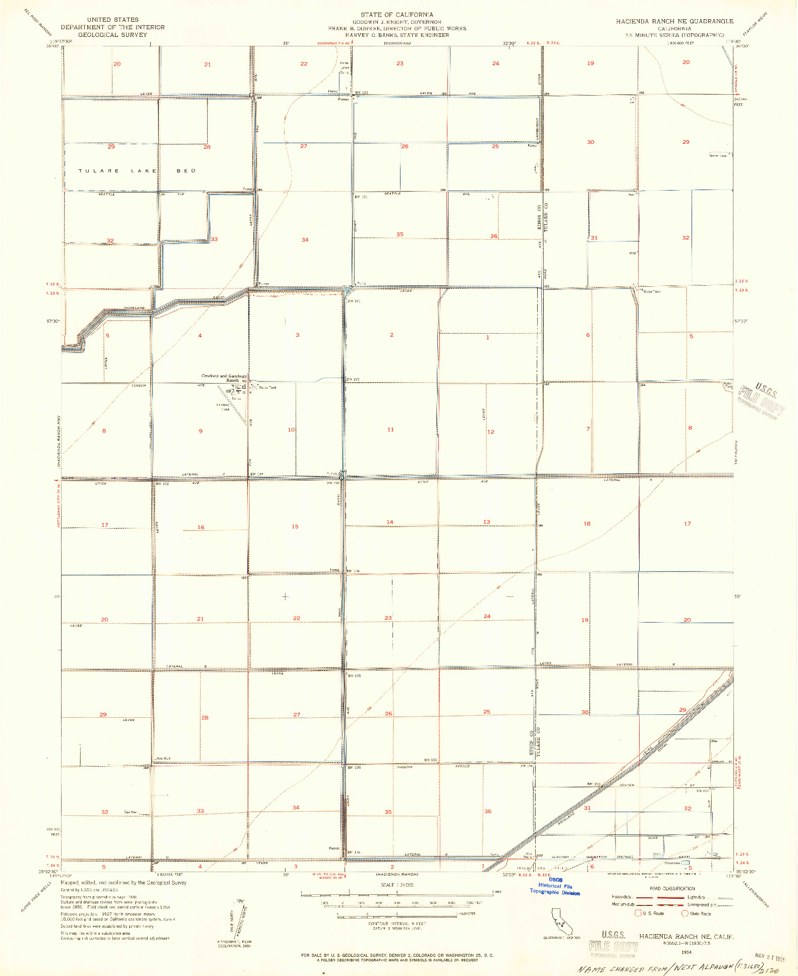 USGS 1:24000-SCALE QUADRANGLE FOR HACIENDA RANCH NE, CA 1954