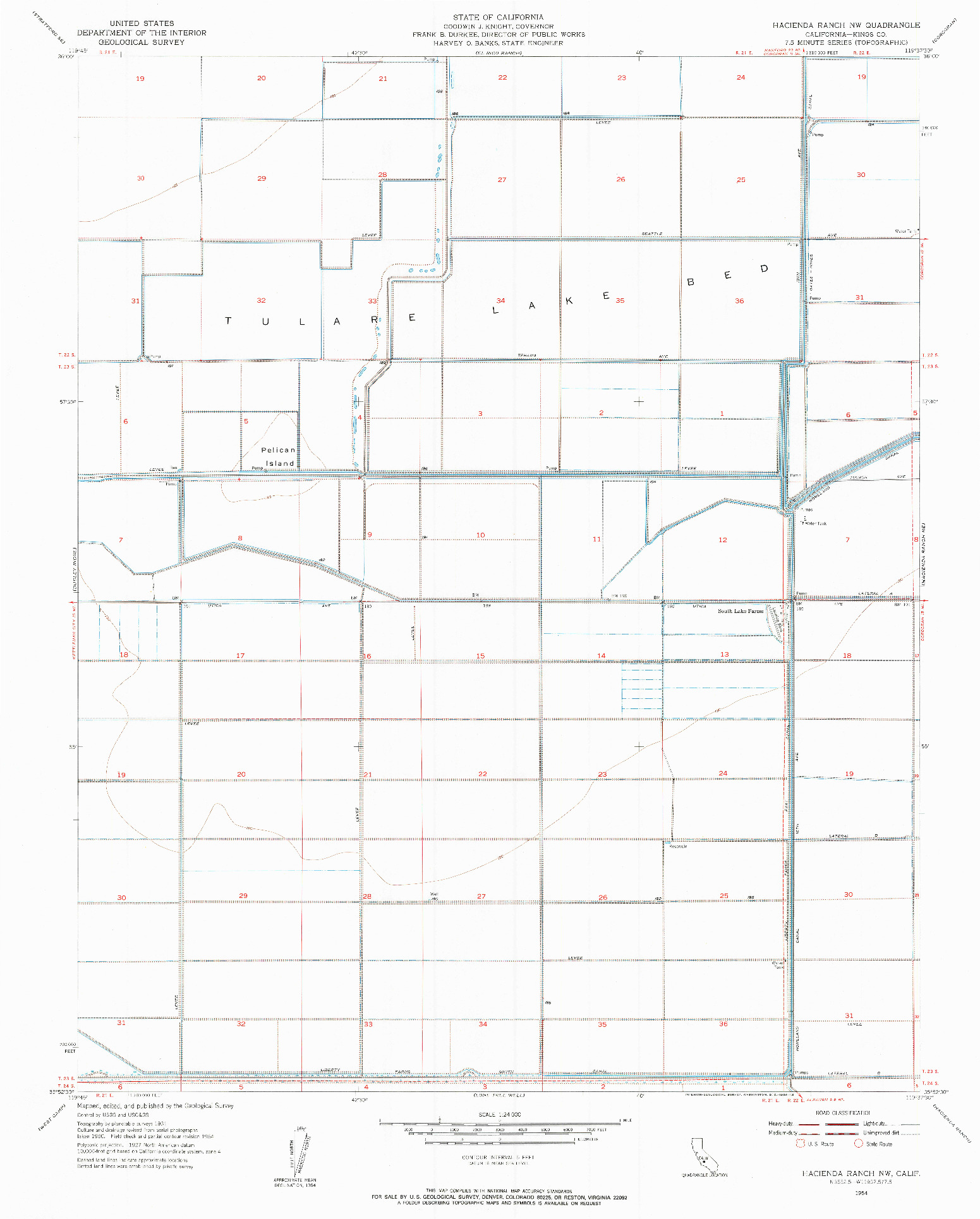 USGS 1:24000-SCALE QUADRANGLE FOR HACIENDA RANCH NW, CA 1954