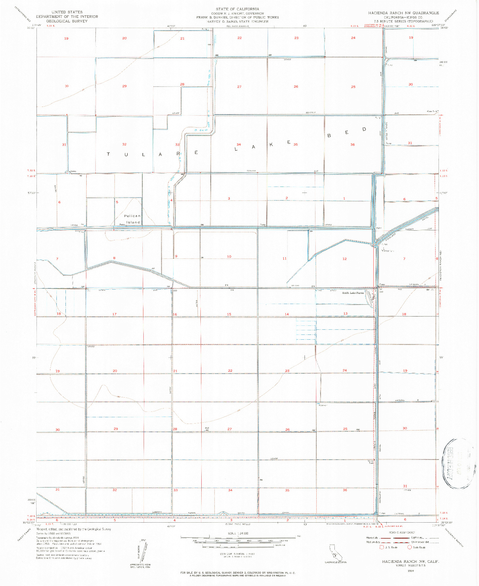 USGS 1:24000-SCALE QUADRANGLE FOR HACIENDA RANCH NW, CA 1954