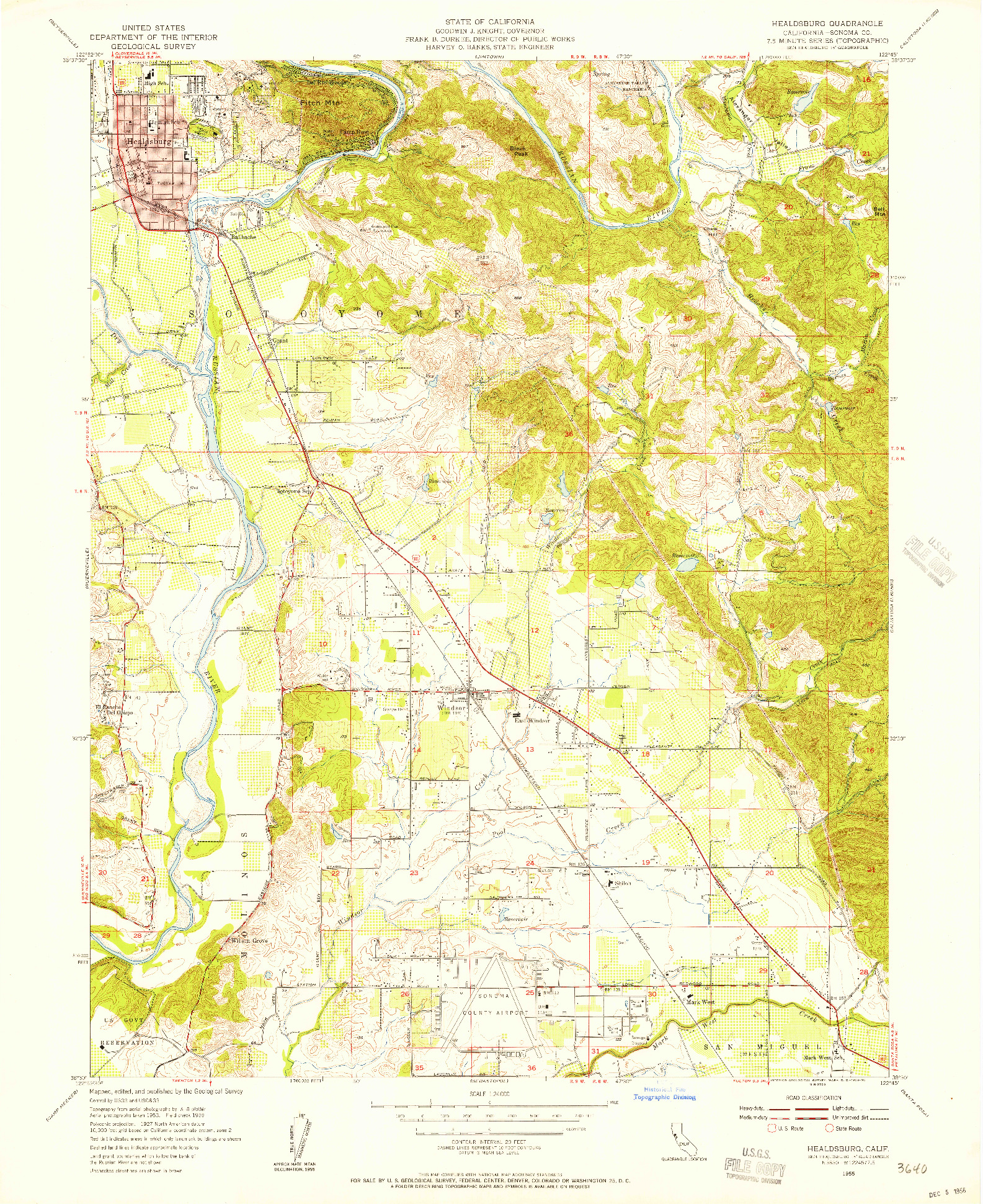 USGS 1:24000-SCALE QUADRANGLE FOR HEALDSBURG, CA 1955