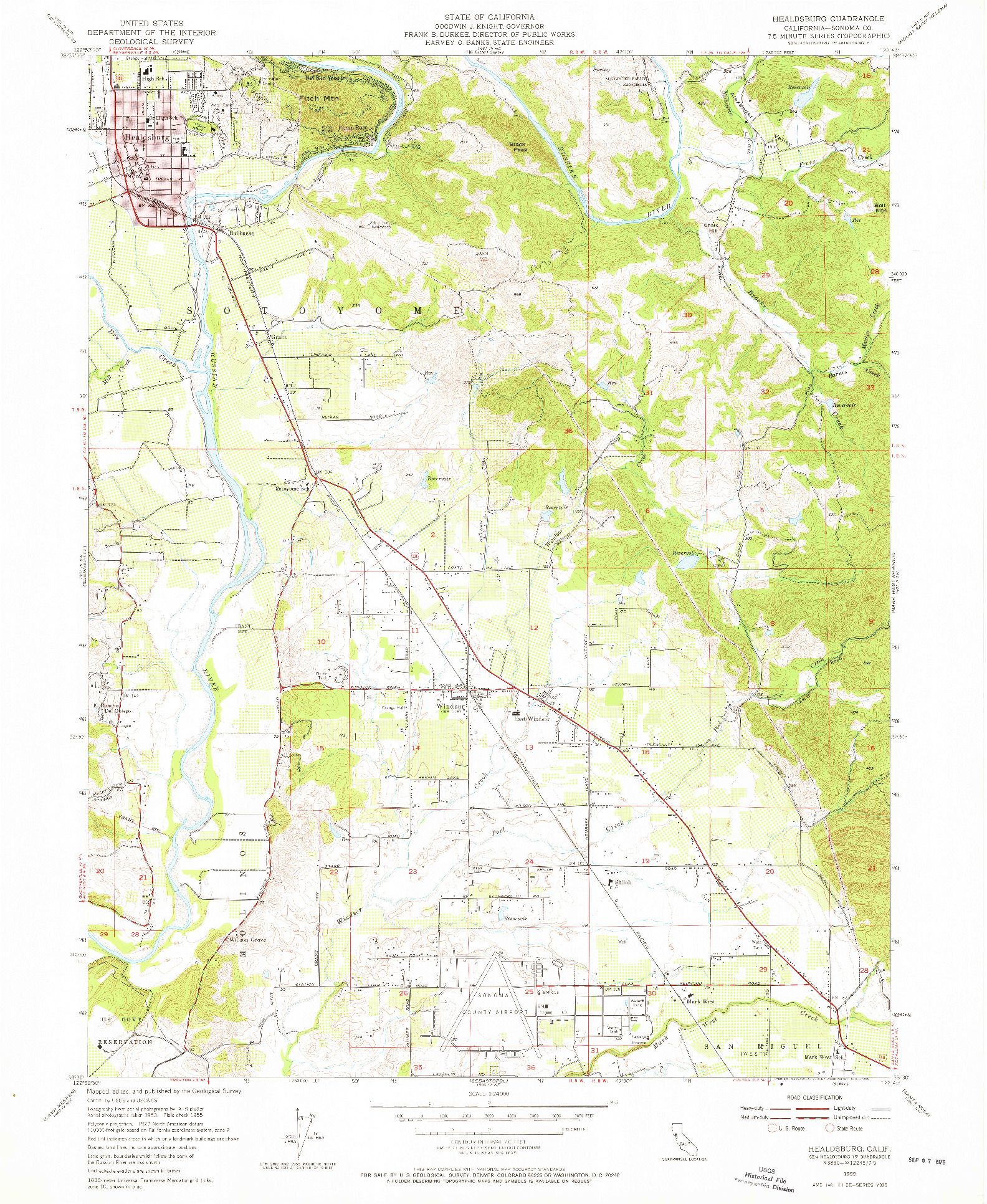 USGS 1:24000-SCALE QUADRANGLE FOR HEALDSBURG, CA 1955