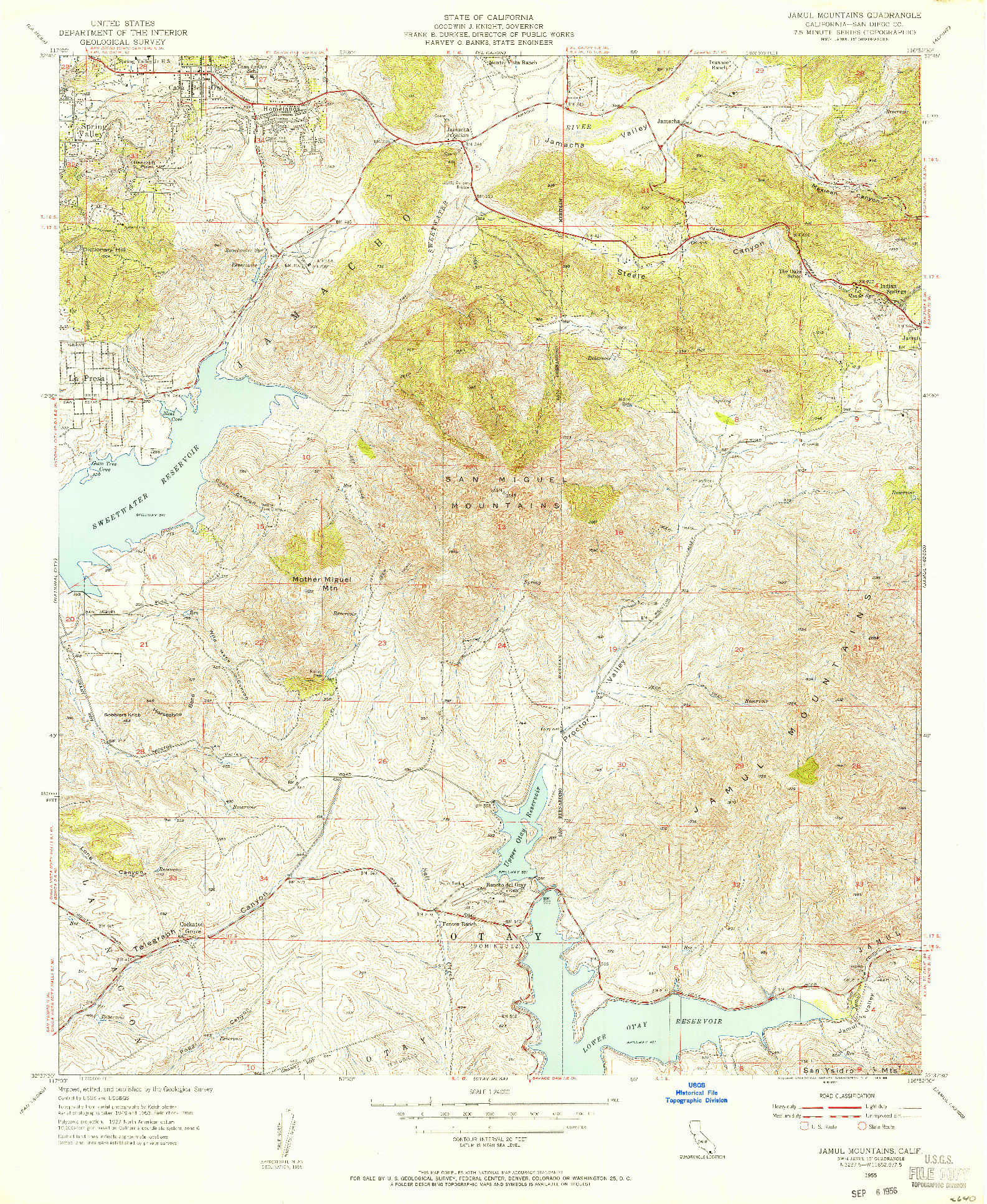 USGS 1:24000-SCALE QUADRANGLE FOR JAMUL MOUNTAINS, CA 1955