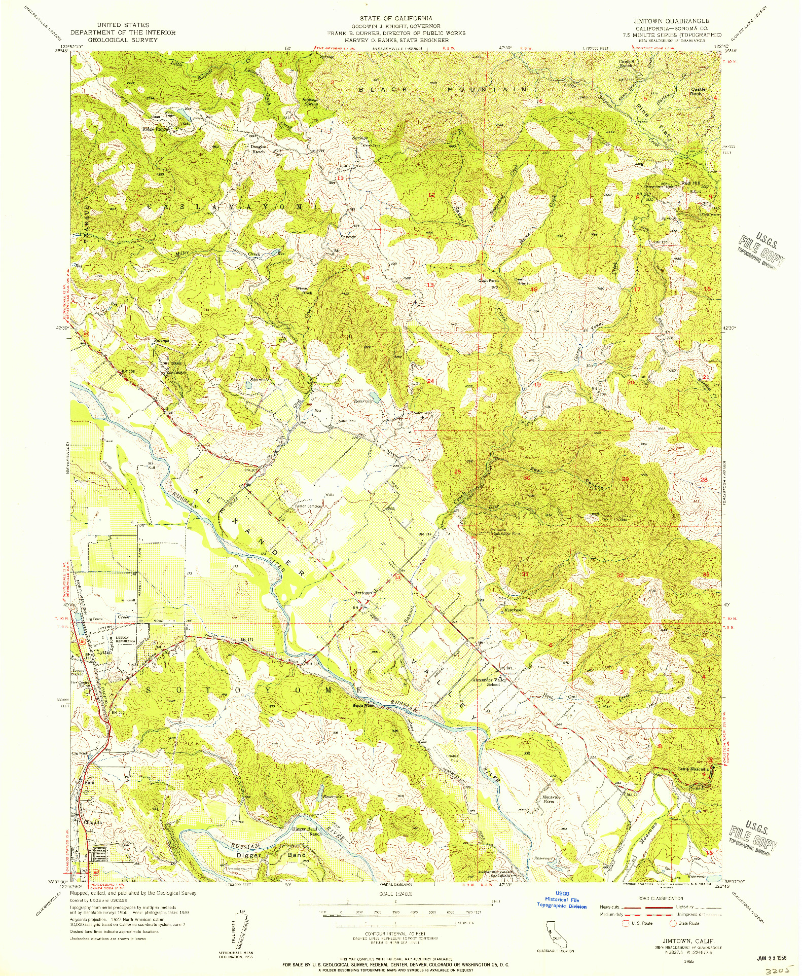 USGS 1:24000-SCALE QUADRANGLE FOR JIMTOWN, CA 1955