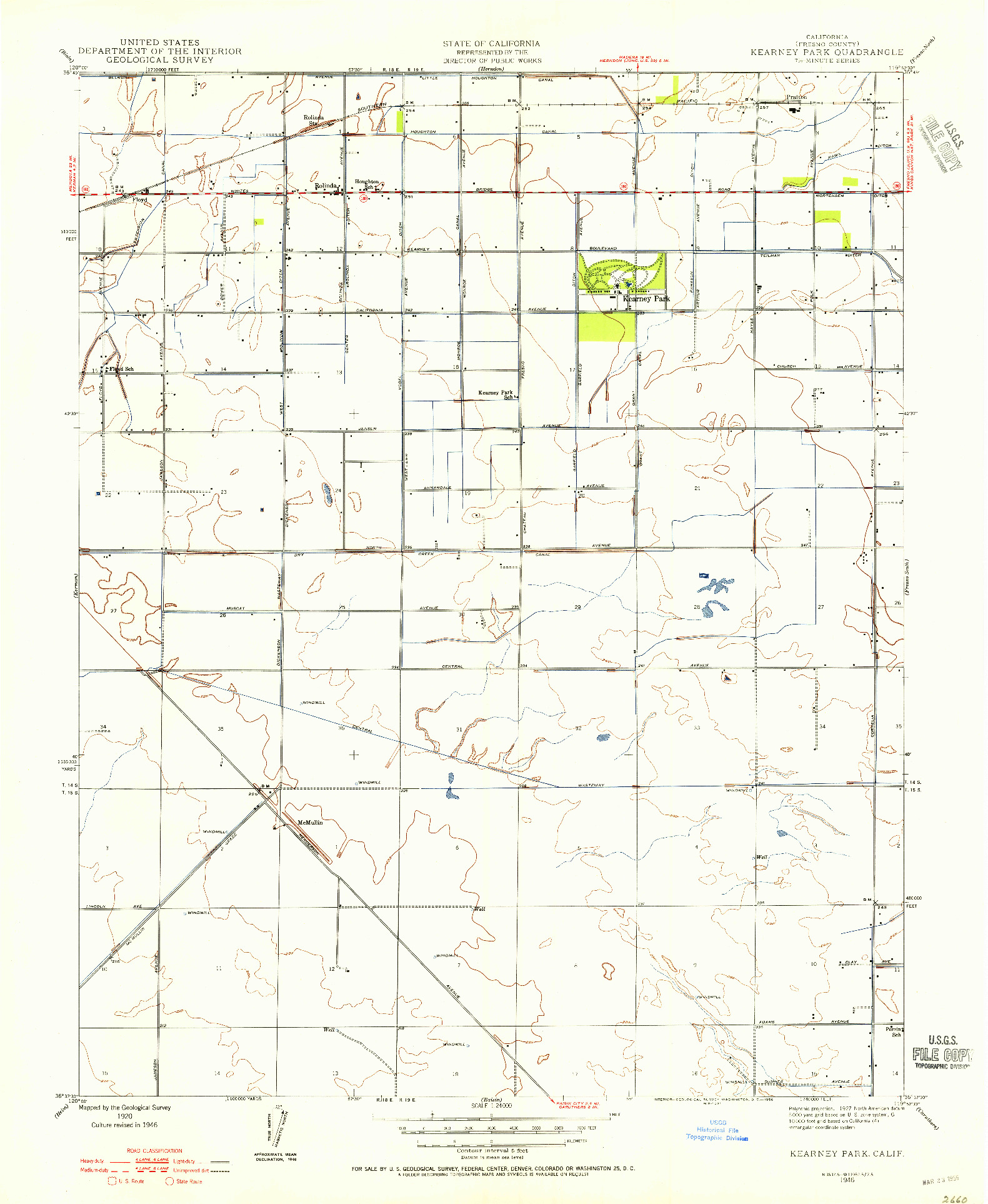 USGS 1:24000-SCALE QUADRANGLE FOR KEARNEY PARK, CA 1946