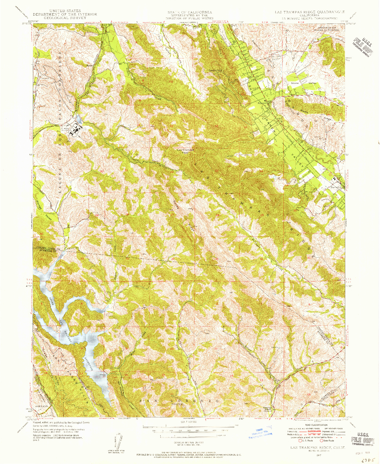USGS 1:24000-SCALE QUADRANGLE FOR LAS TRAMPAS RIDGE, CA 1947