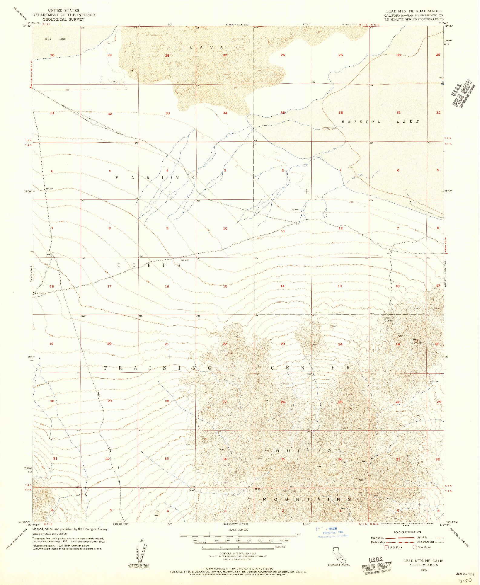 USGS 1:24000-SCALE QUADRANGLE FOR LEAD MOUNTAIN NE, CA 1955