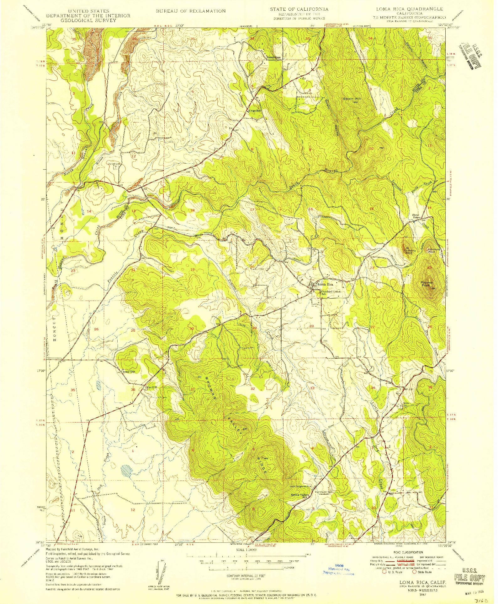 USGS 1:24000-SCALE QUADRANGLE FOR LOMA RICA, CA 1947