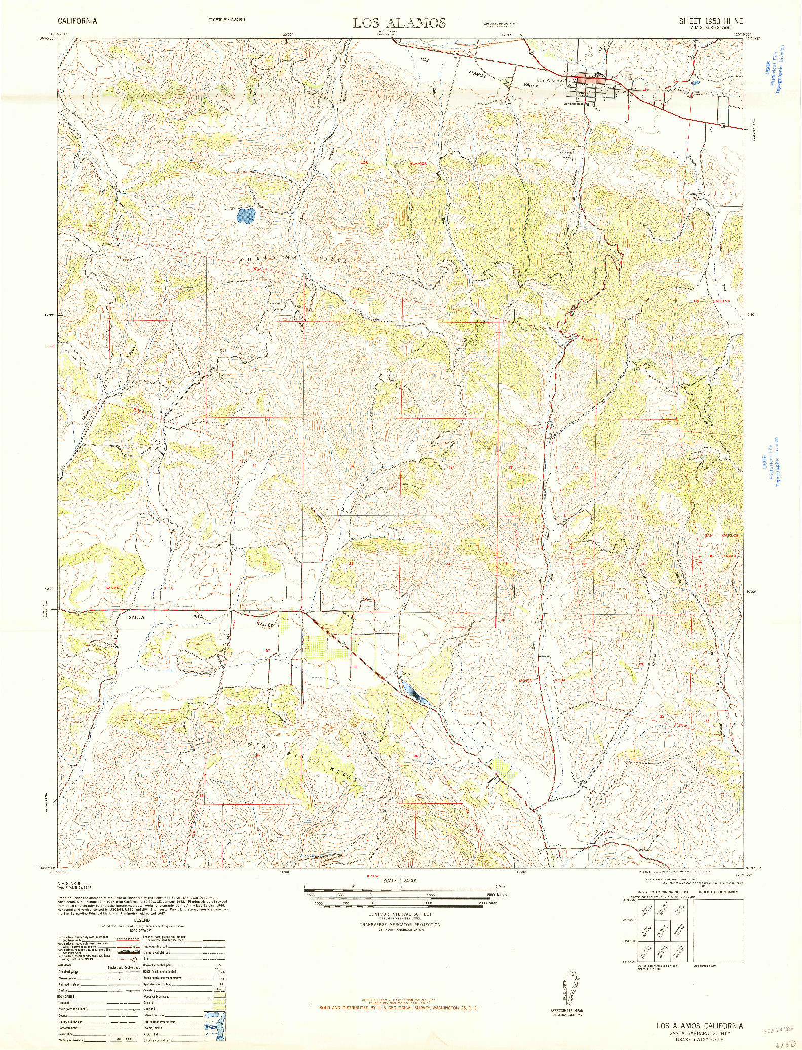 USGS 1:24000-SCALE QUADRANGLE FOR LOS ALAMOS, CA 1948