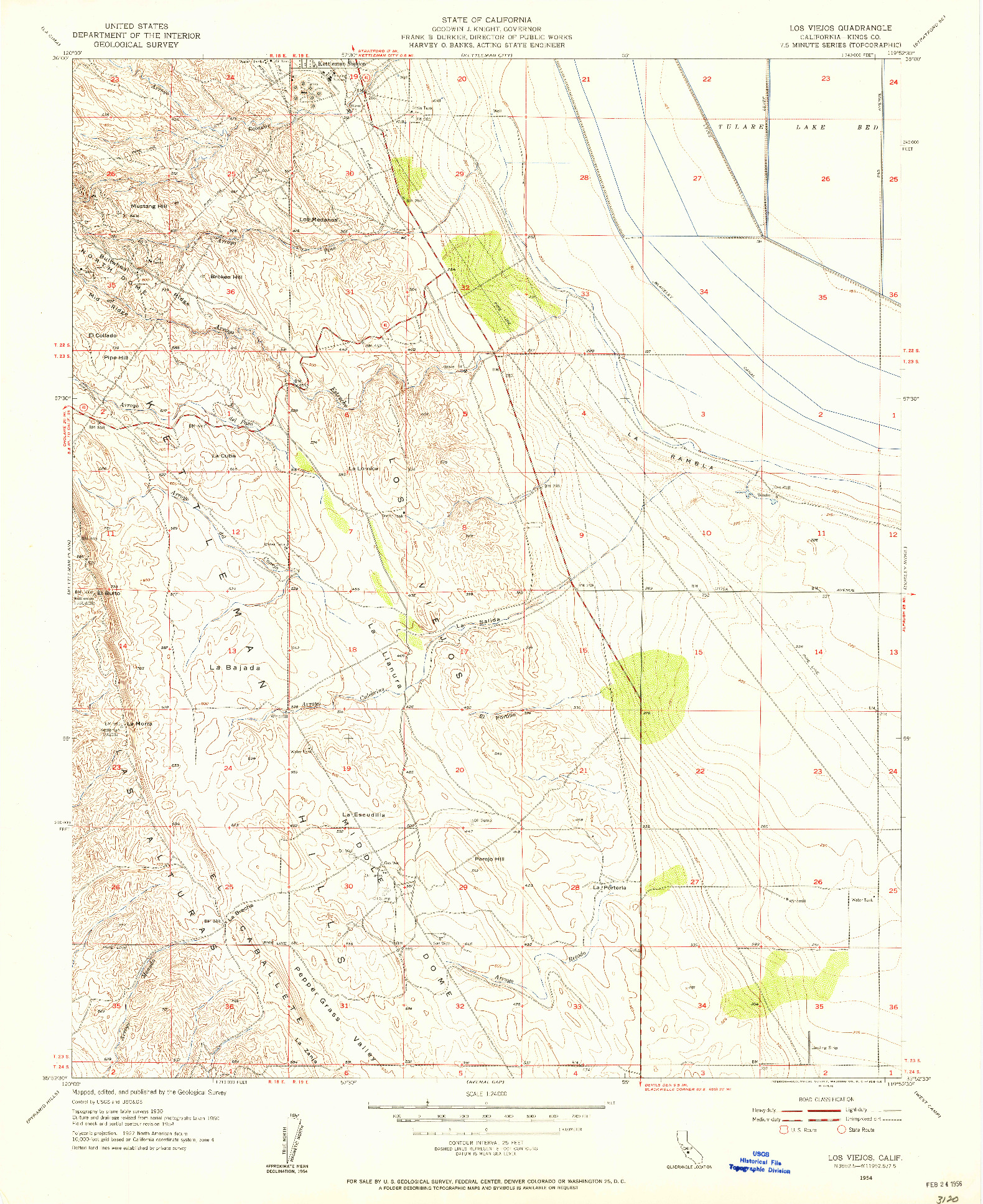 USGS 1:24000-SCALE QUADRANGLE FOR LOS VIEJOS, CA 1954