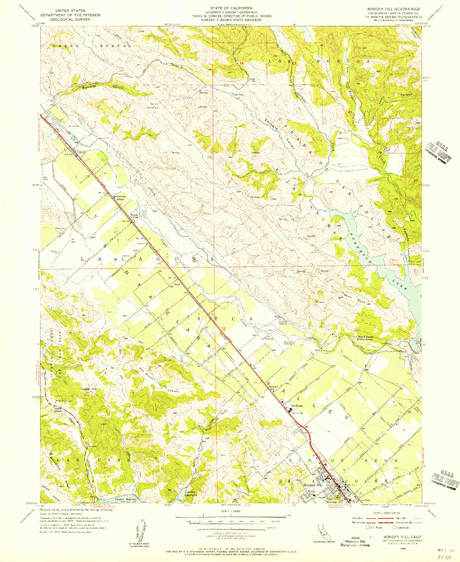 USGS 1:24000-SCALE QUADRANGLE FOR MORGAN HILL, CA 1955