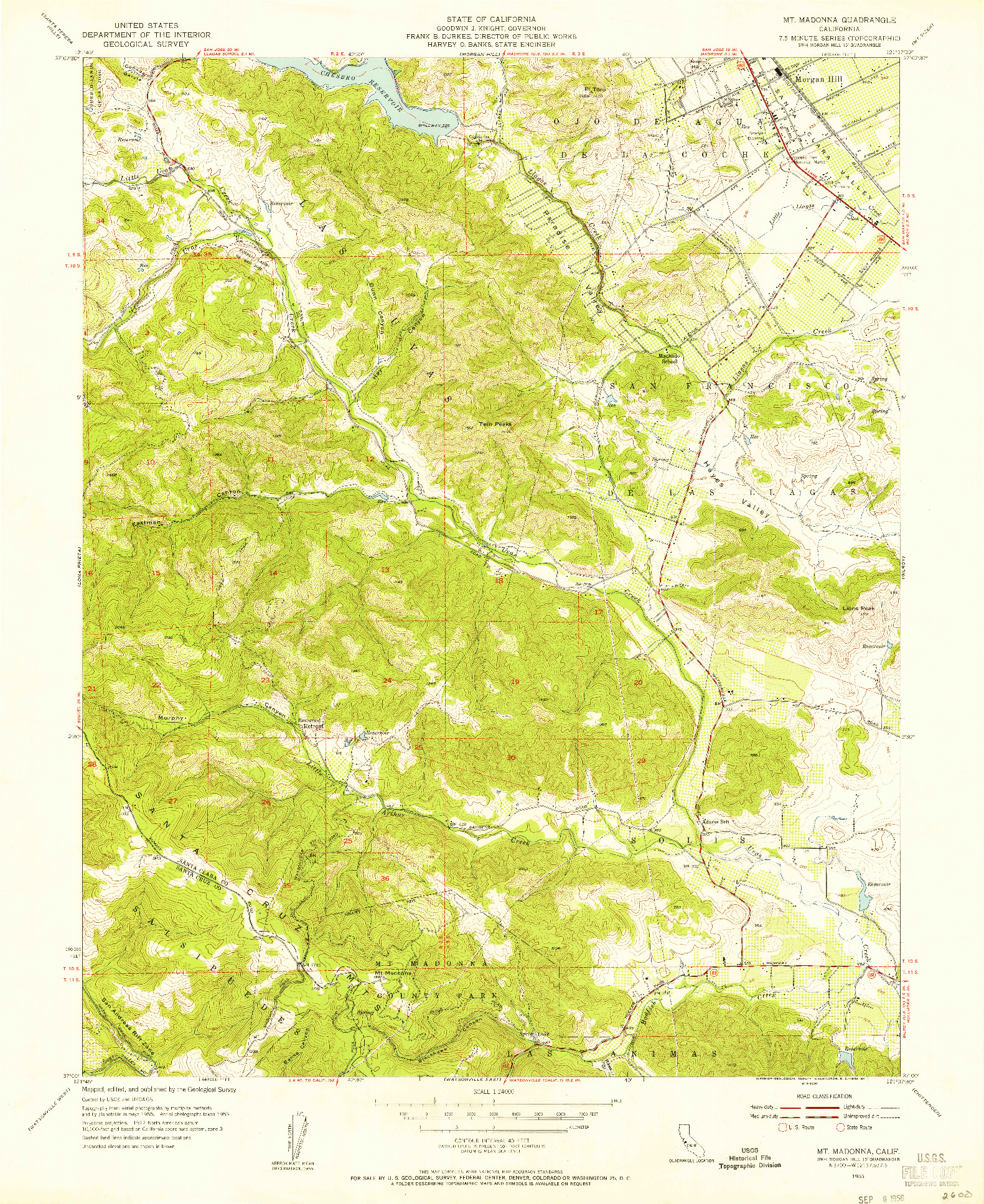 USGS 1:24000-SCALE QUADRANGLE FOR MT. MADONNA, CA 1955