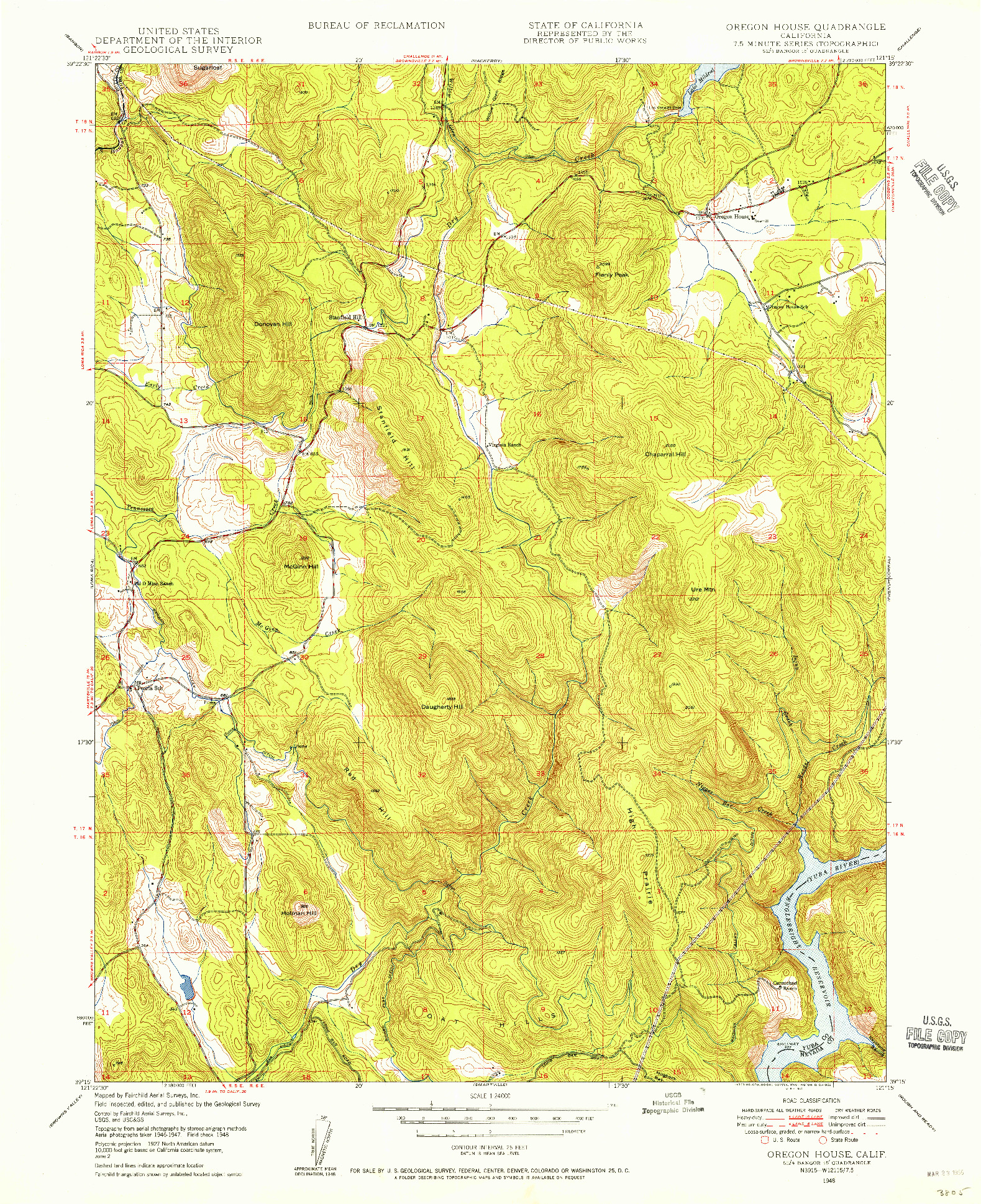 USGS 1:24000-SCALE QUADRANGLE FOR OREGON HOUSE, CA 1948