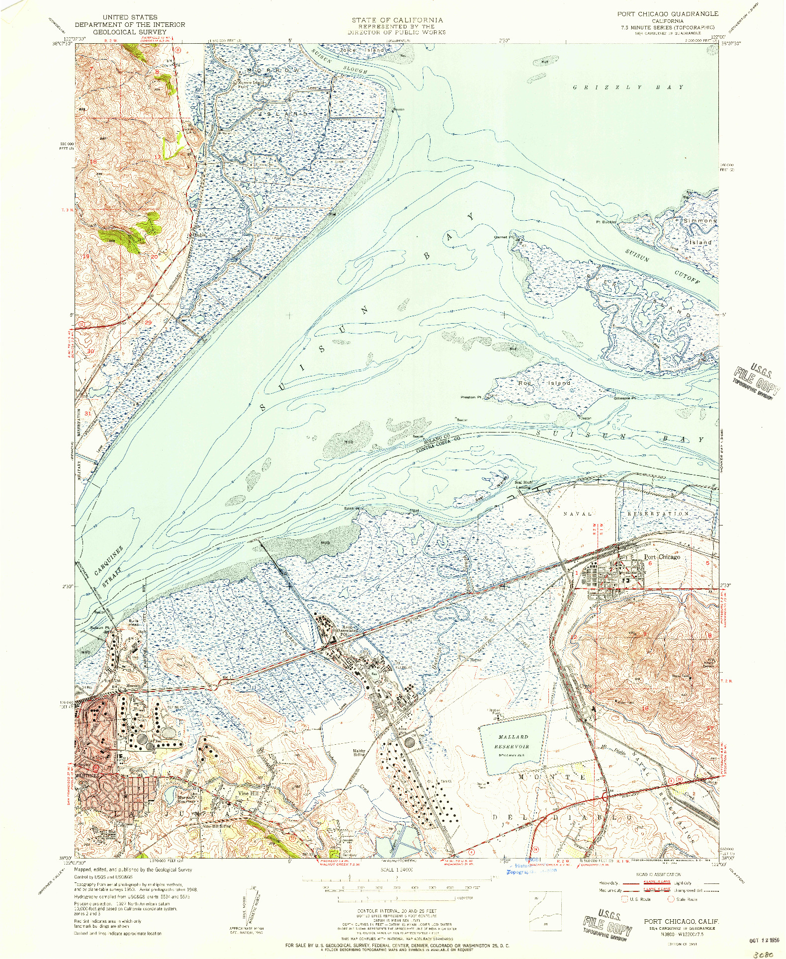 USGS 1:24000-SCALE QUADRANGLE FOR PORT CHICAGO, CA 1951