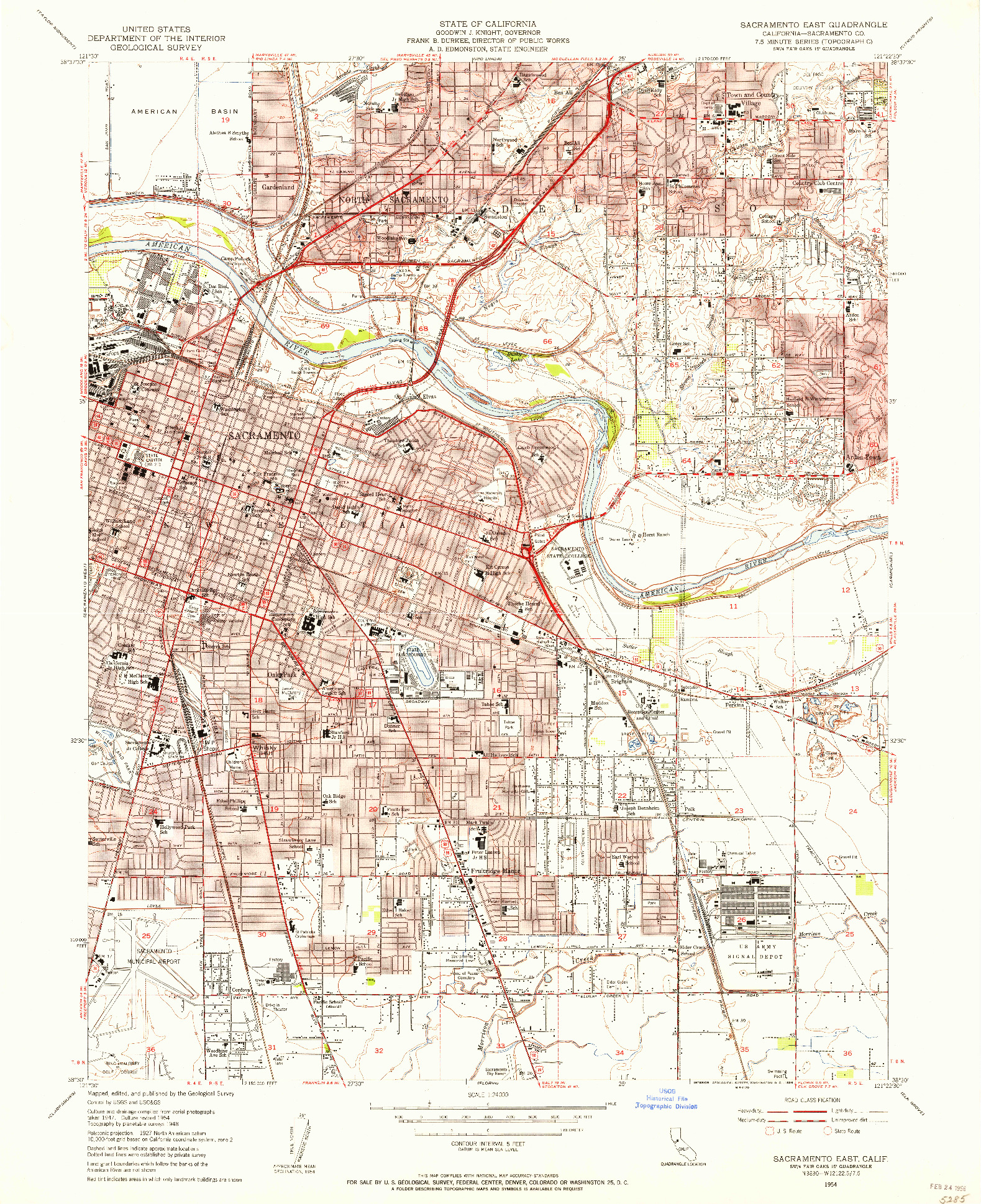USGS 1:24000-SCALE QUADRANGLE FOR SACRAMENTO EAST, CA 1954