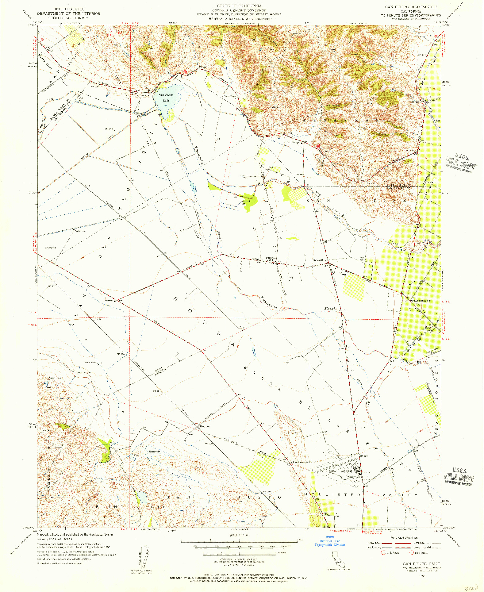 USGS 1:24000-SCALE QUADRANGLE FOR SAN FELIPE, CA 1955
